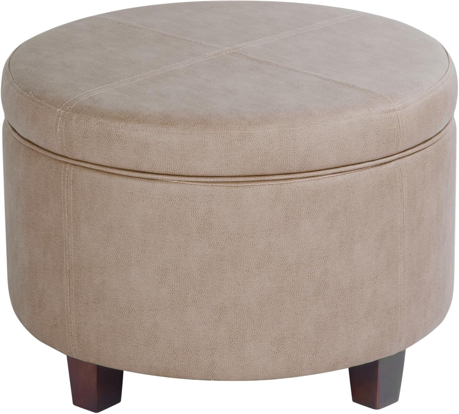HomePop 24" Large Leatherette Storage Ottoman - Distressed Brown Faux Leather