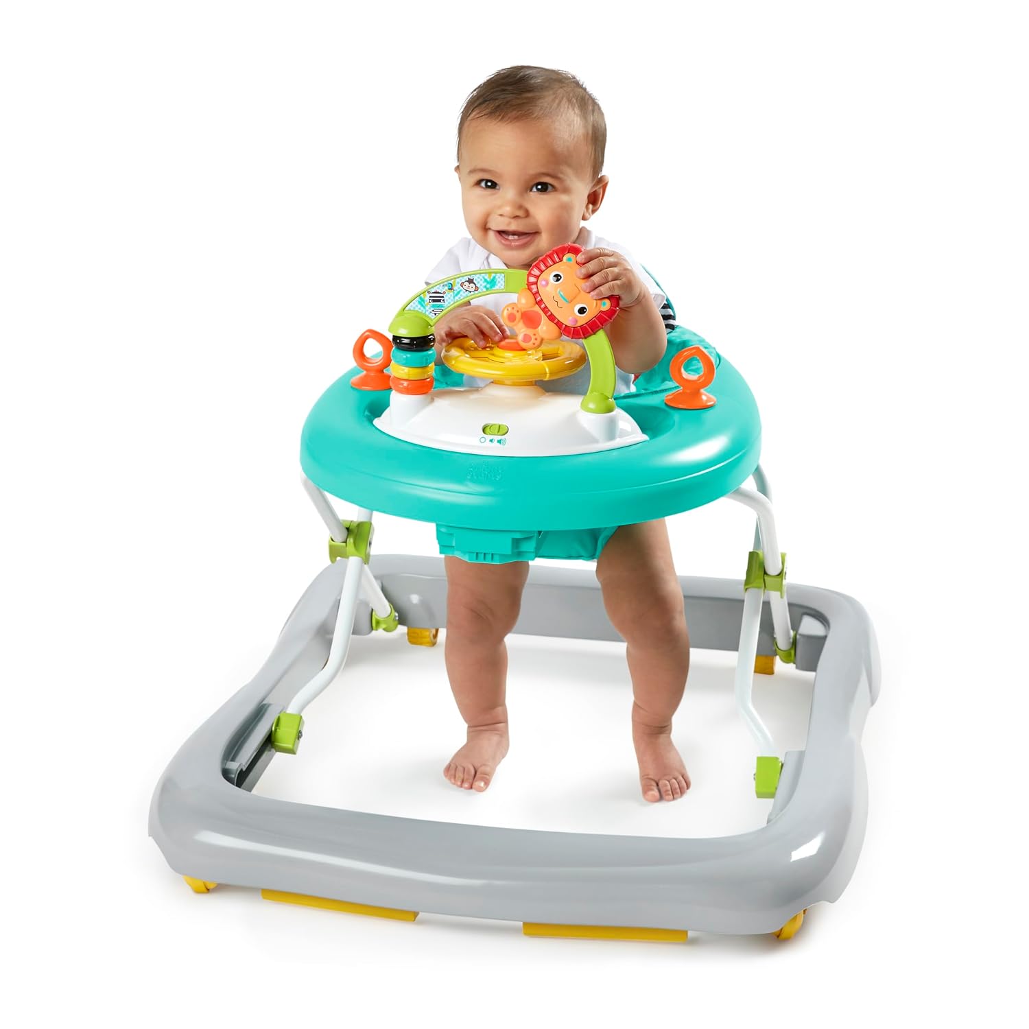 Bright Starts JuneBerry Walk-A-Bout Baby Walker and Entertainer, with Easy Fold Frame for Storage, Ages 6 Months +