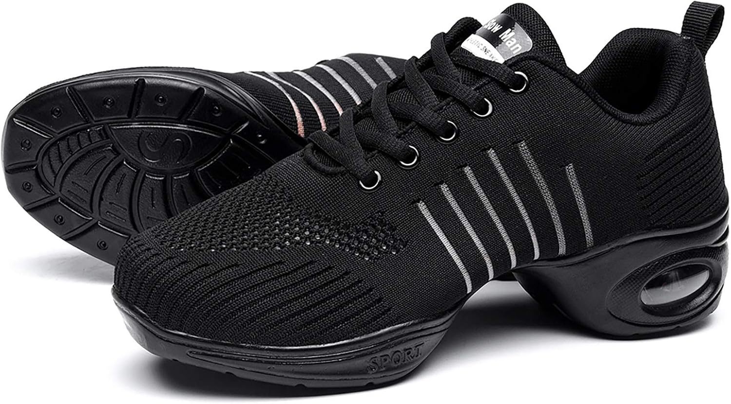 Slow Man Women's Jazz Shoes Lace-up Sneakers - Breathable Air Cushion Lady Split Sole Athletic Walking Dance Shoes Platform