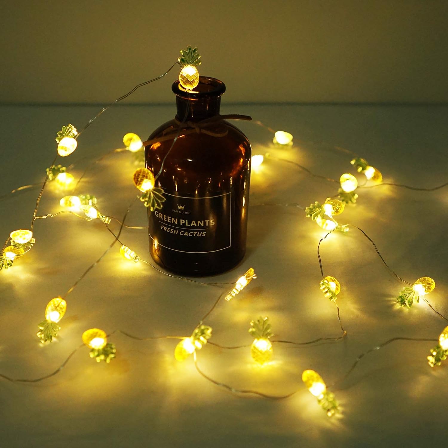 40 LED Pineapple String Lights, 8 Modes Pineapple Fairy Lights Battery Operated Without Remote Control for Wedding, Party, Festival, Indoor, Outdoor