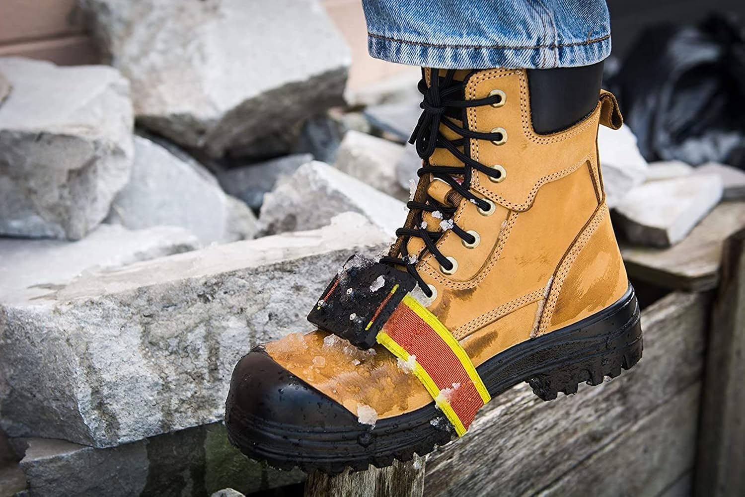 K1 Mid-Sole Ice Cleats for Men & Women - Rotatable Traction Aids For Winter Snow - Hi Vis - Low Profile
