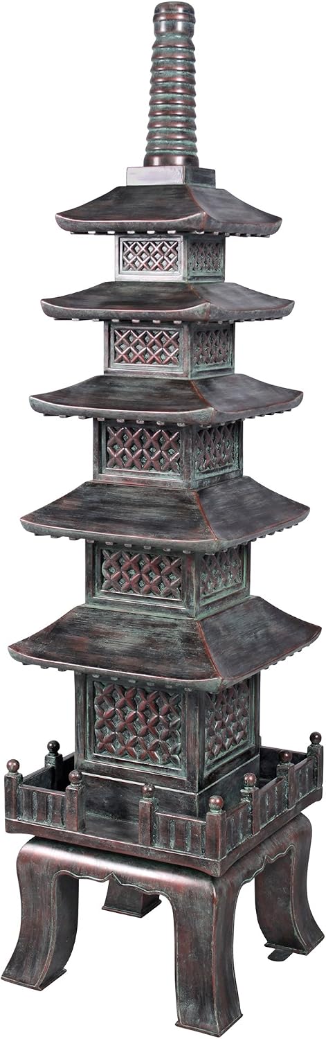 Design toscano ng29870 asian decor pagoda lantern indoor/outdoor statue, 11 inches wide, 11 inches deep, 17 inches high, handcast polyresin, two tone stone finish