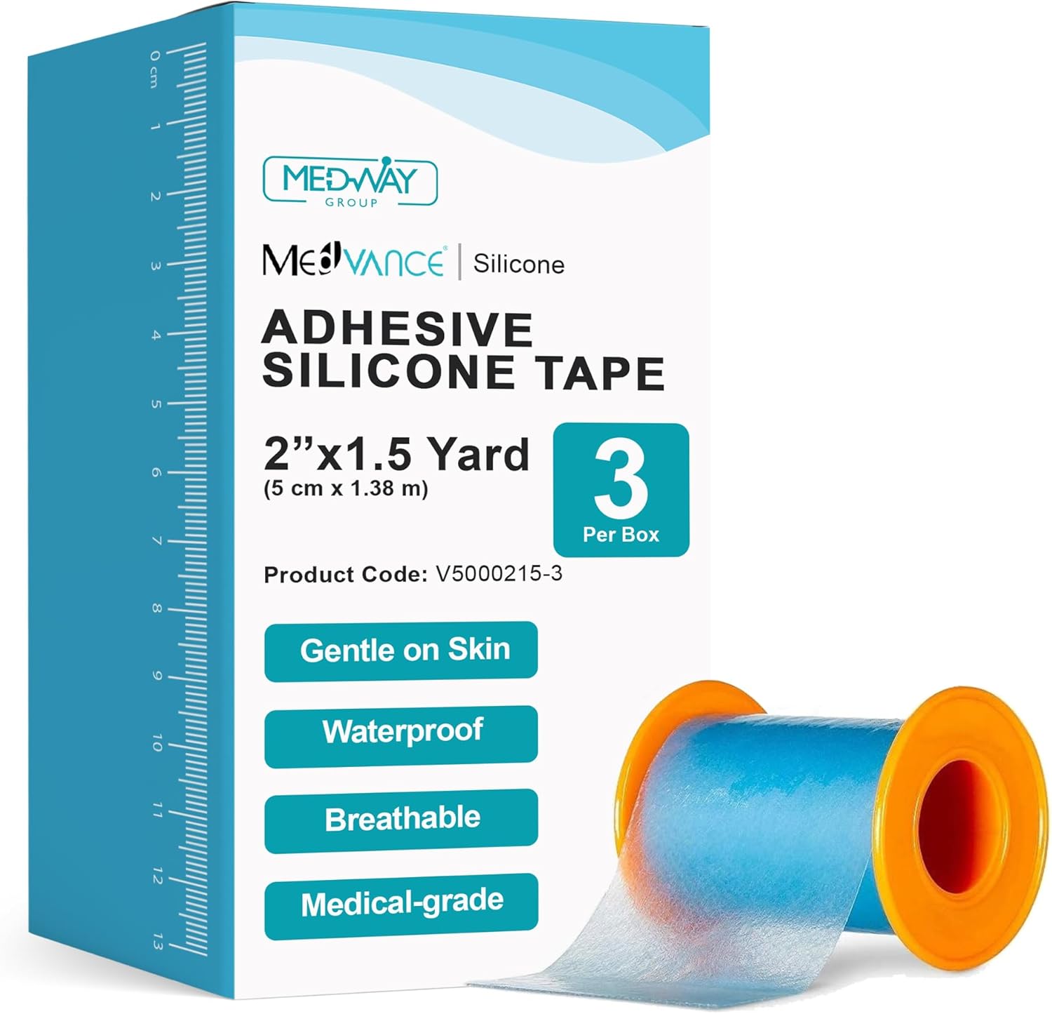 MedVance Silicone Adhesive Medical Tape, Scar Sheet,1" x5' (1 Pack)