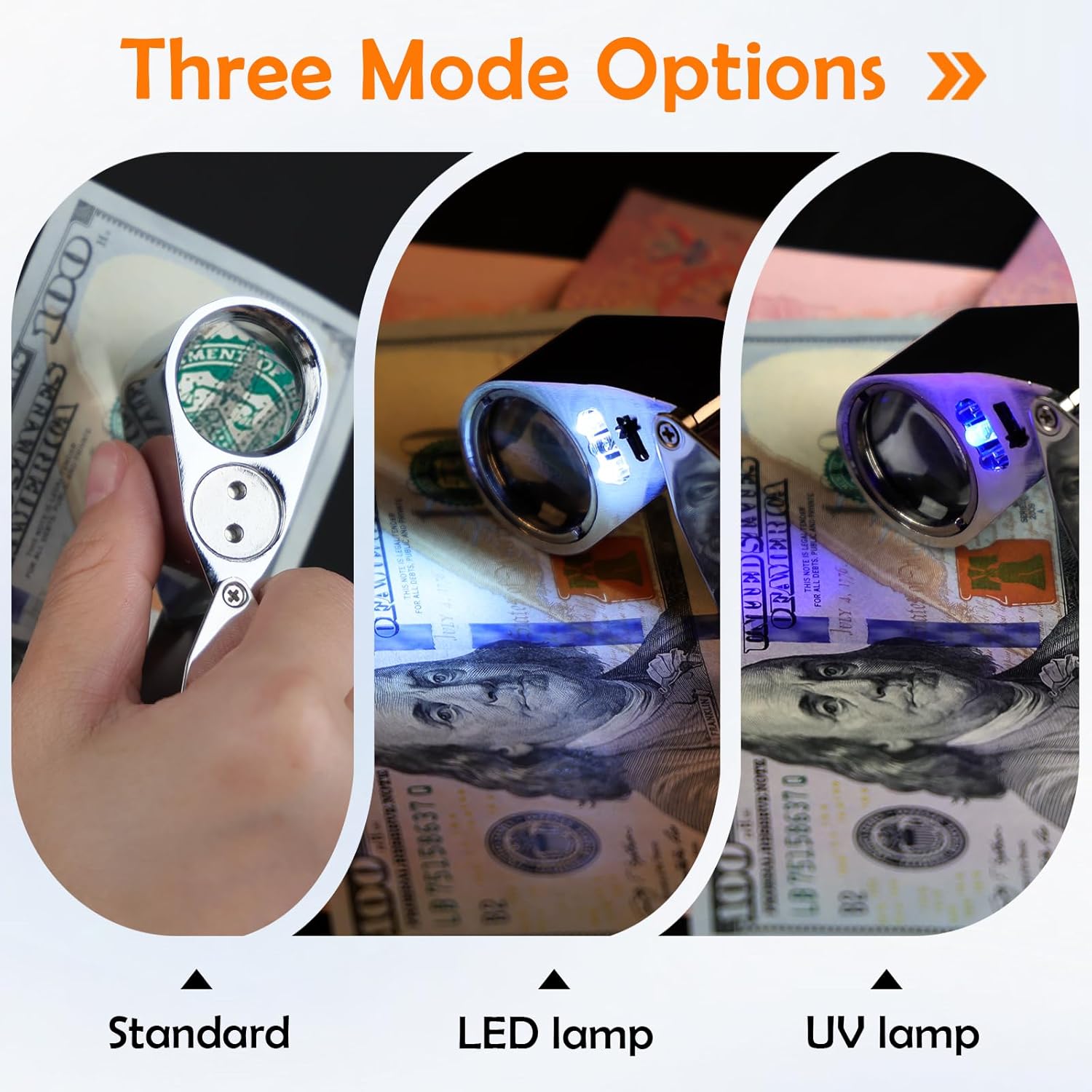 Leffis 40X Jewelers Loupe Magnifier LED/UV Illuminated Magnifying Glasses
