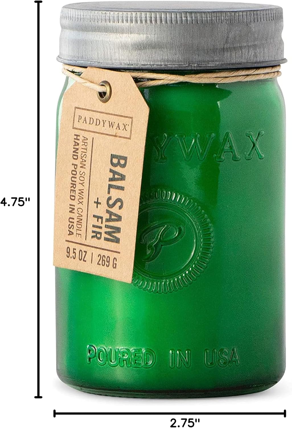 Paddywax Relish Soy Wax Artisan Candle, Balsam + Fir, 9.5 oz | Scented Candle in Glass Jar with Lid