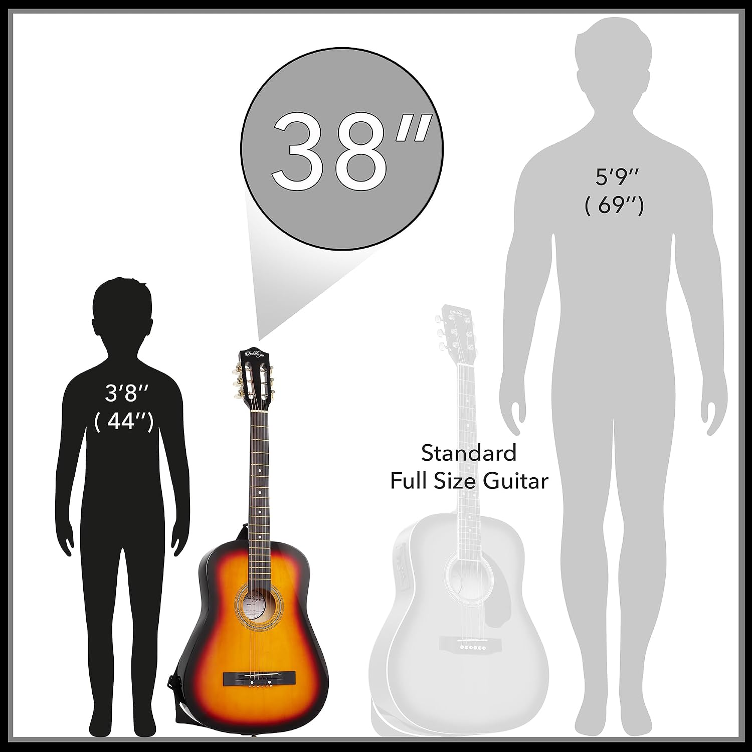 Ashthorpe 38-inch Beginner Acoustic Guitar (Red), Starter Kit with Gig Bag, Extra Strings, Strap, Picks, and Lessons