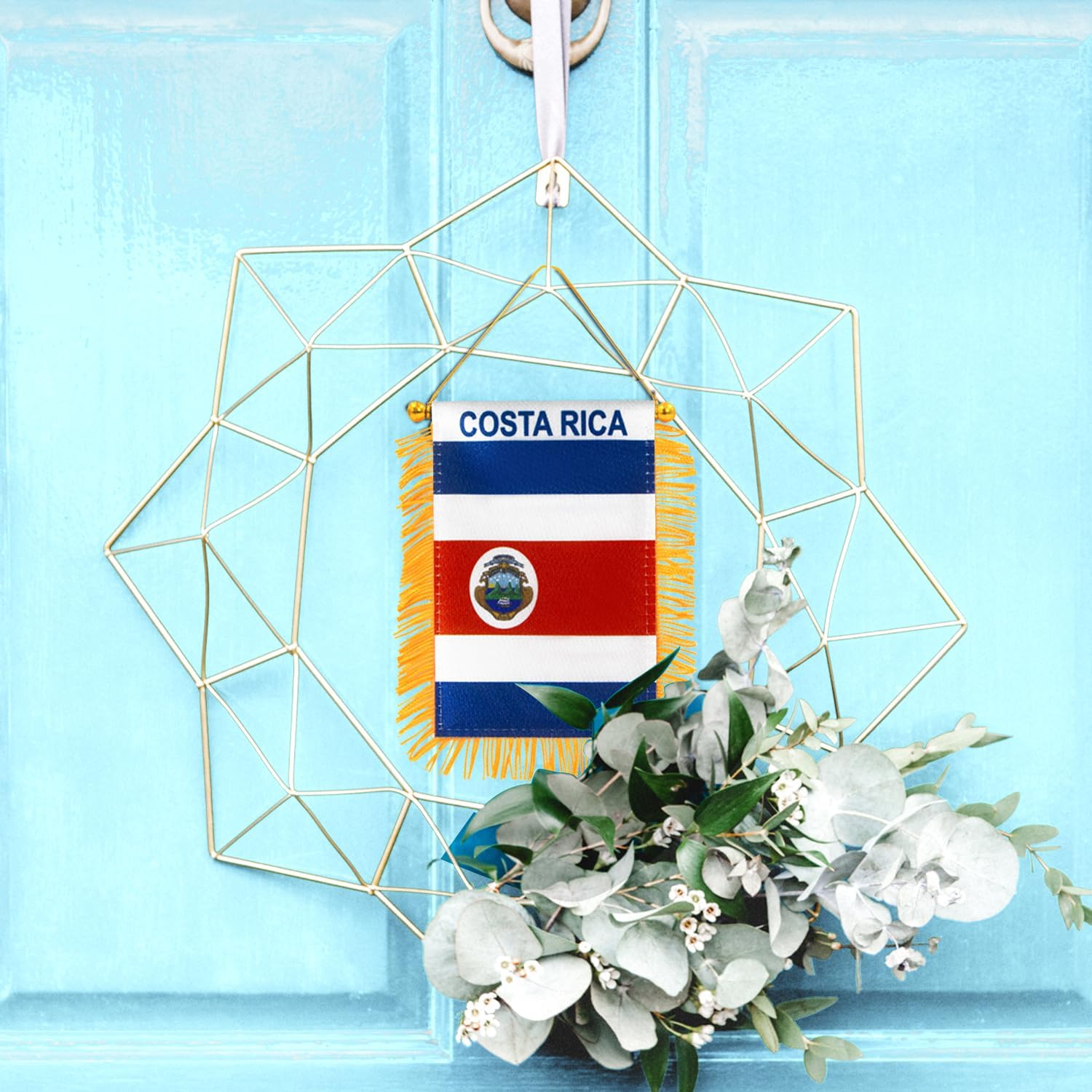 Anley 4 X 6 Inch Nicaragua Fringy Window Hanging Flag - Mini Banner & Car Rearview Mirror Décor - Fringed Nicaraguan Hanging Flag with Suction Cup