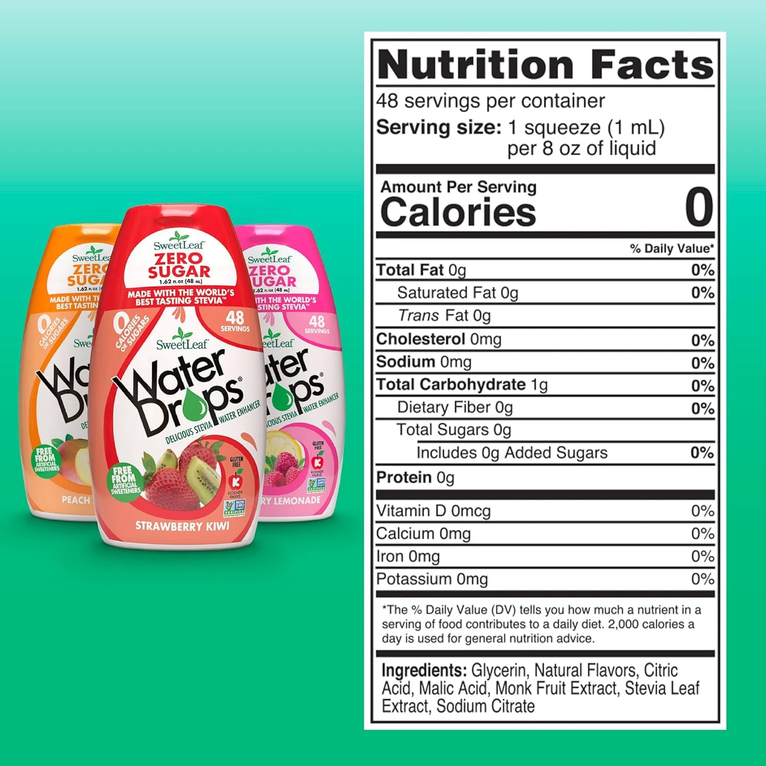 SweetLeaf Water Flavoring Drops, Variety Pack - 1.62 Fl Oz, Pack of 3 | Stevia Water Enhancer, Sugar Free, Zero Calorie Additive, Contains Monk Fruit Extract, Gluten Free, Keto Friendly