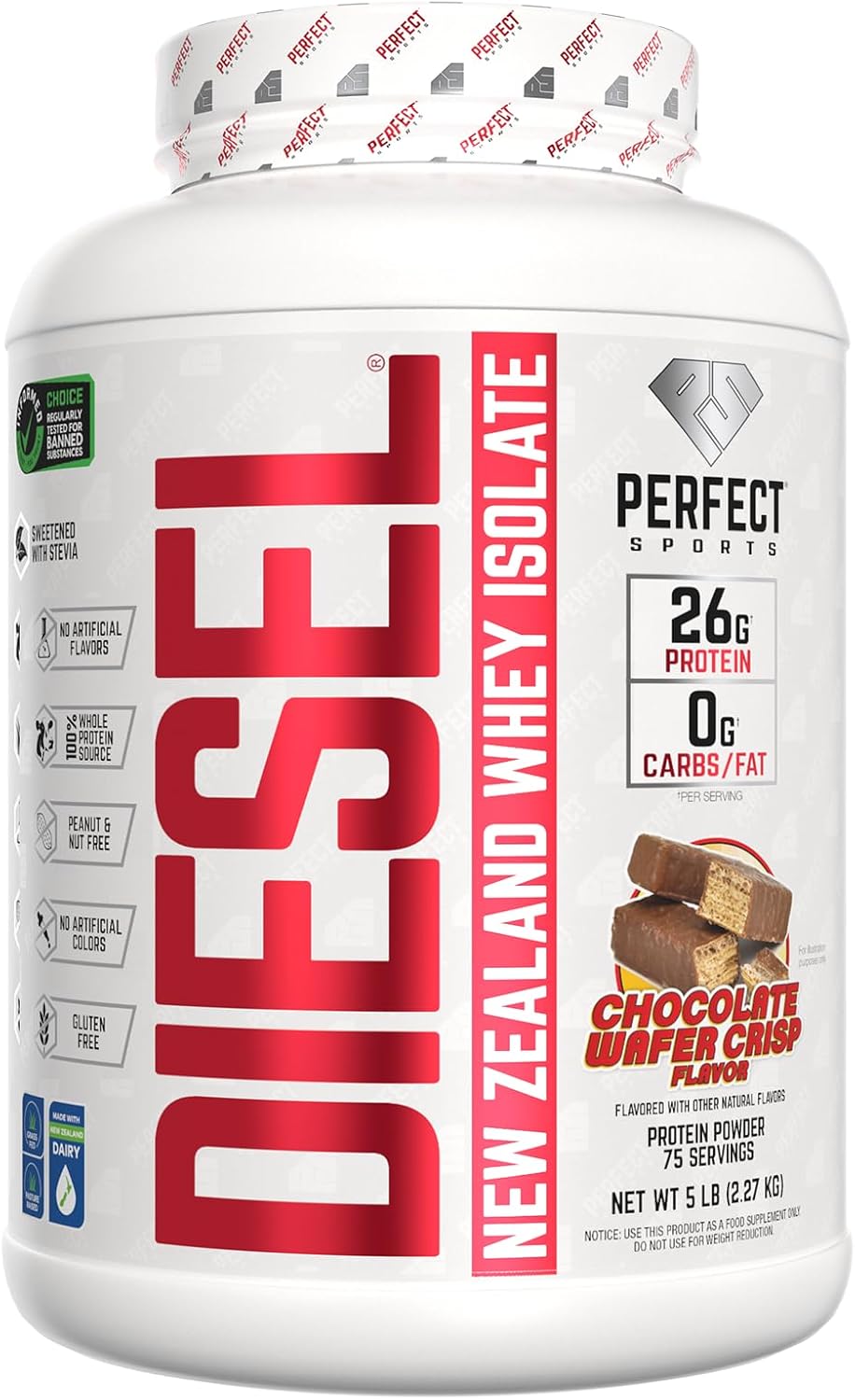 PERFECT SPORTS Diesel Whey Protein Isolate, Milk Chocolate, 2 lb