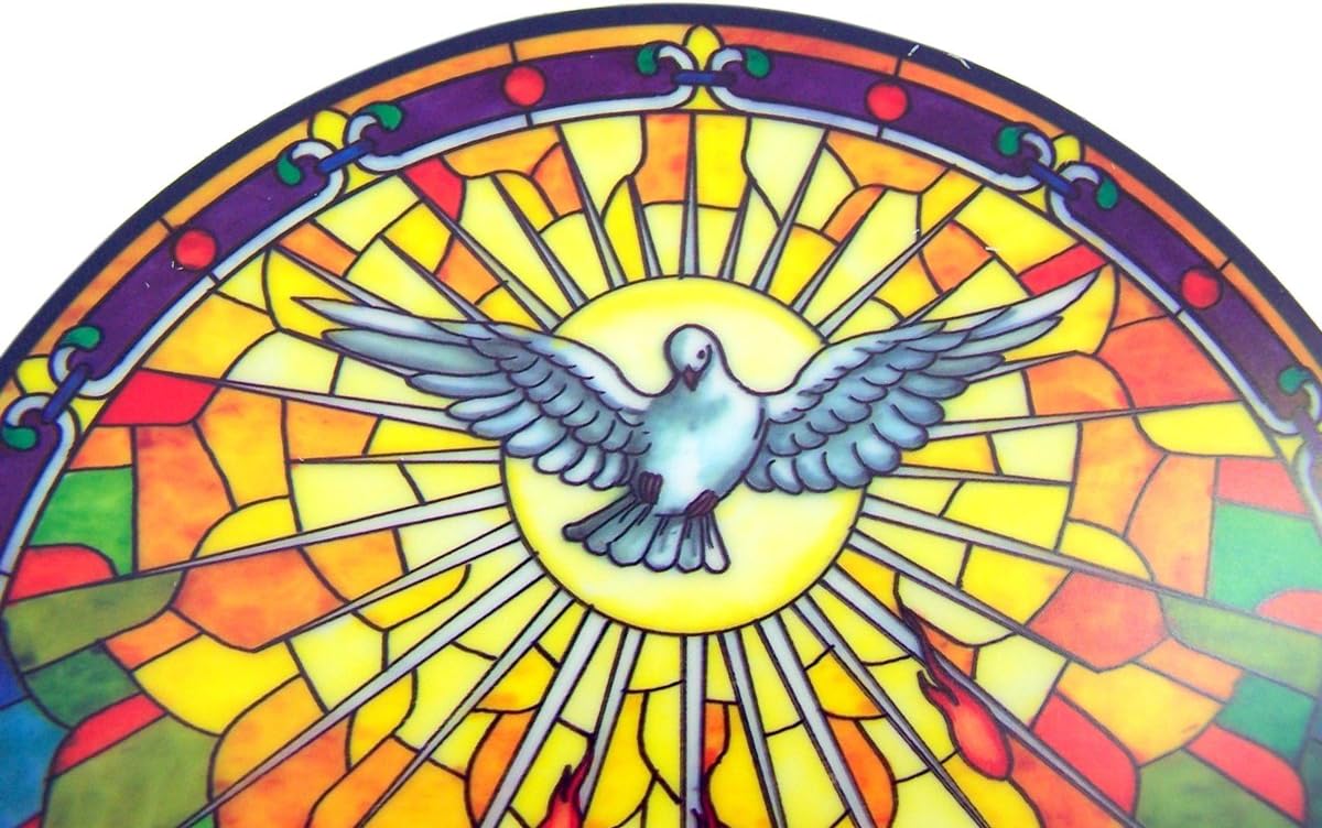 Holy Spirit Stained Glass Sun Catcher Window Sticker, 5 3/4 Inches