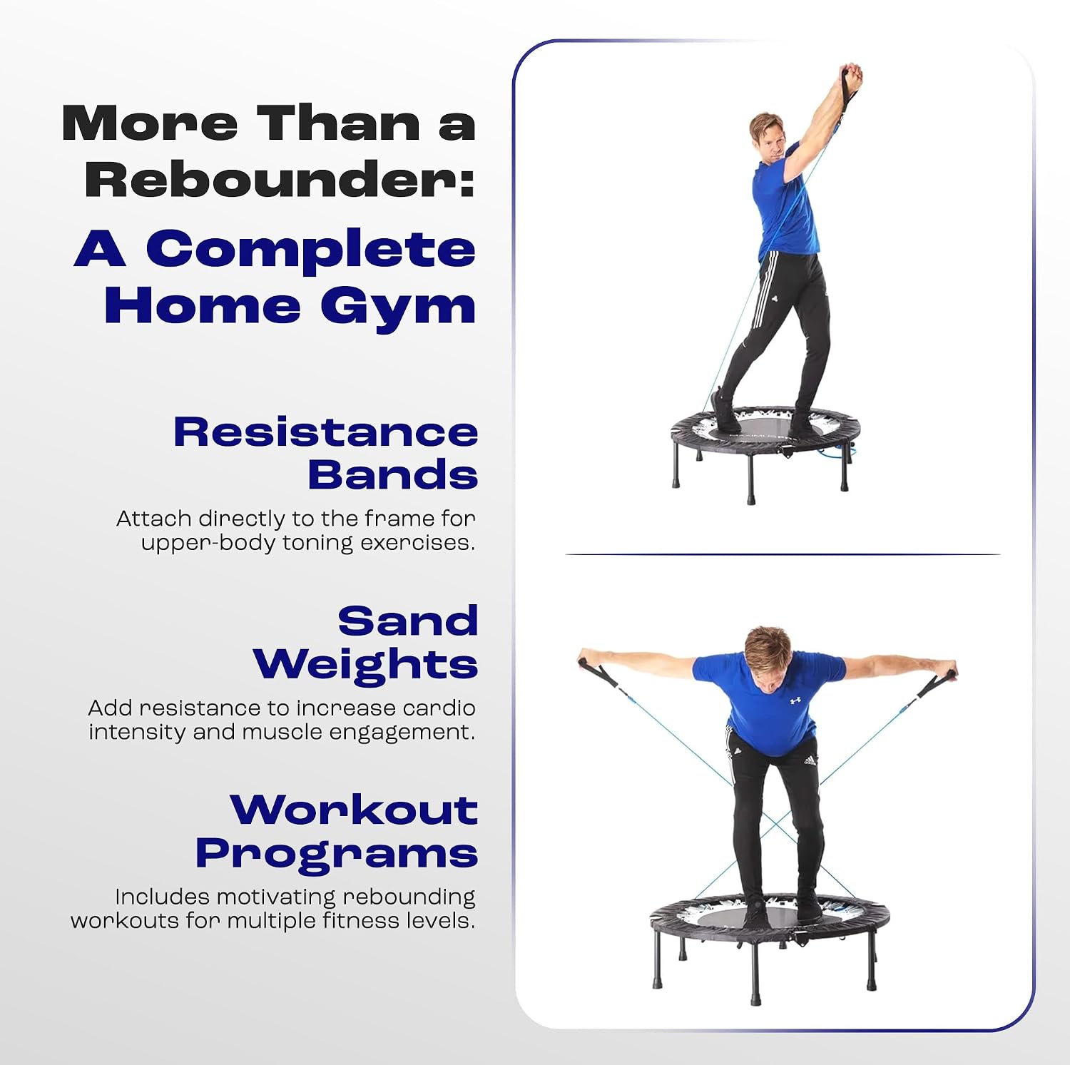 Maximus PRO Folding Rebounder Fitness Trampoline | Voted #1 Indoor Mini Exercise Trampoline for Adults with Bar | Best Home Gym for Fitness & Lose