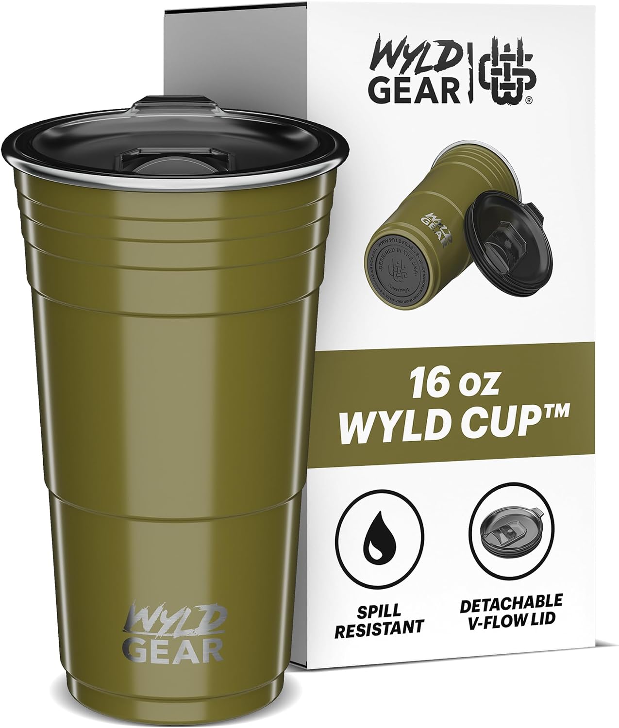 Wyld Gear Party Cup 24oz Red Stainless Steel Reusable Metal Cup with Lid