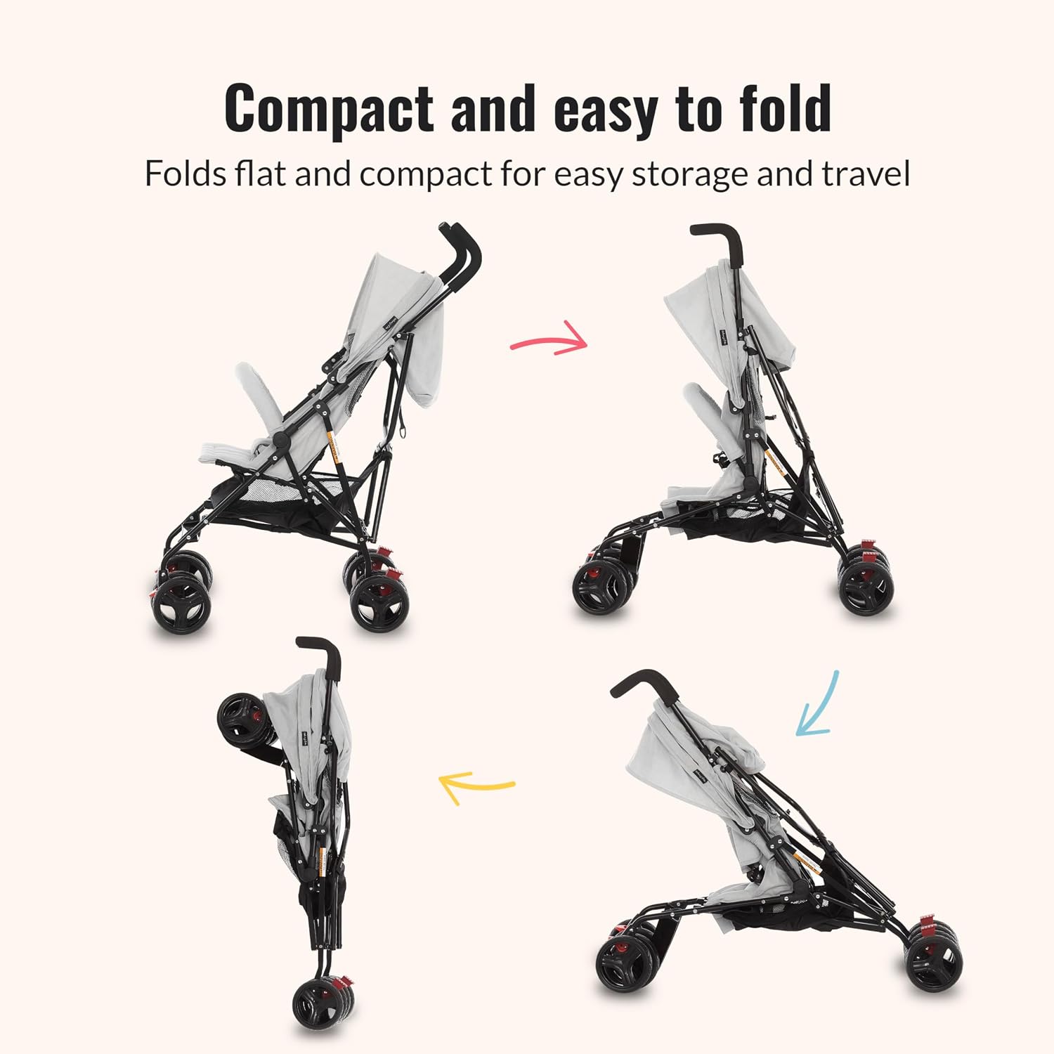 Dream On Me Vista Moonwalk Baby Stroller in Light Gray, Lightweight Infant Stroller with Compact Fold