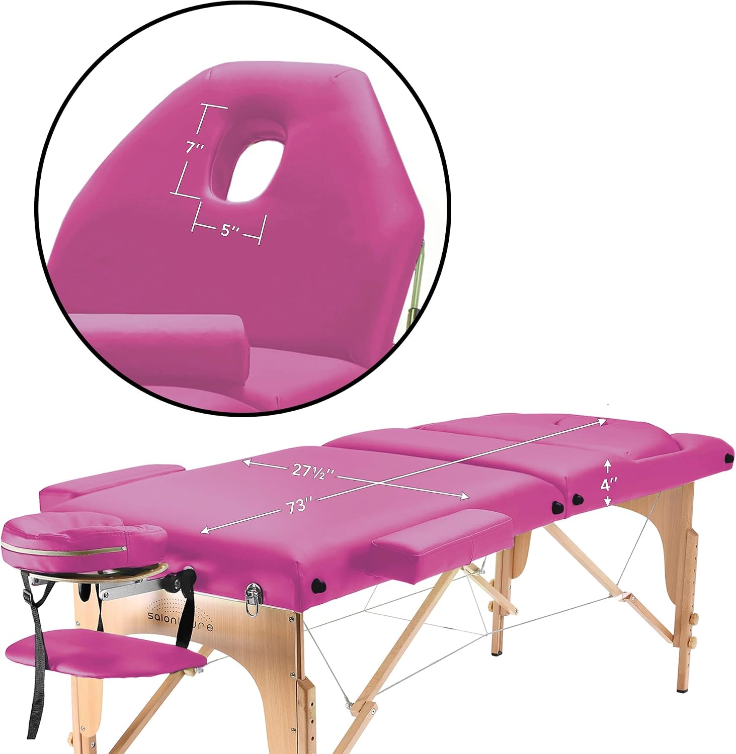 Saloniture Professional Portable Massage Table with Backrest - Black
