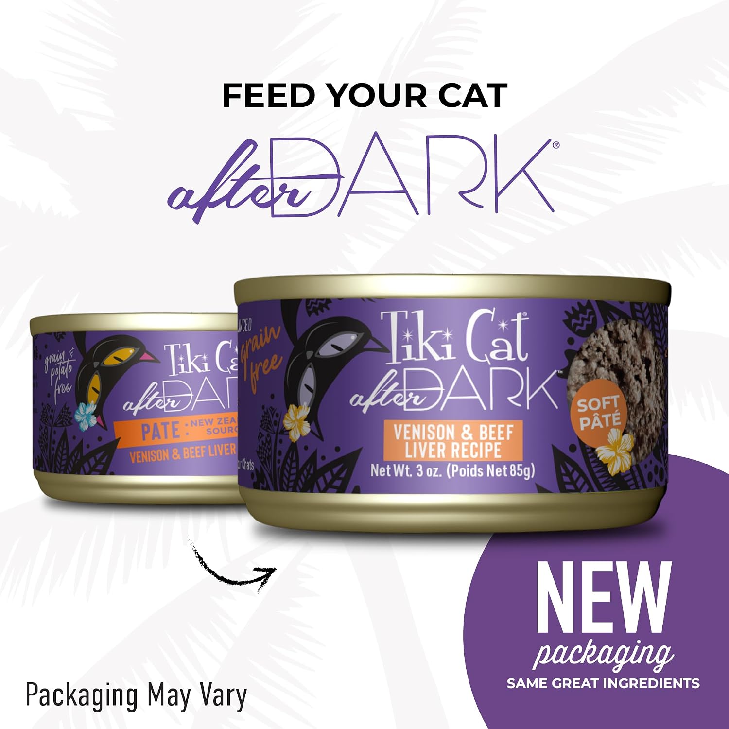 Tiki Cat After Dark Pate Wet Cat Food, Venison & Beef Liver, 3 oz. Cans