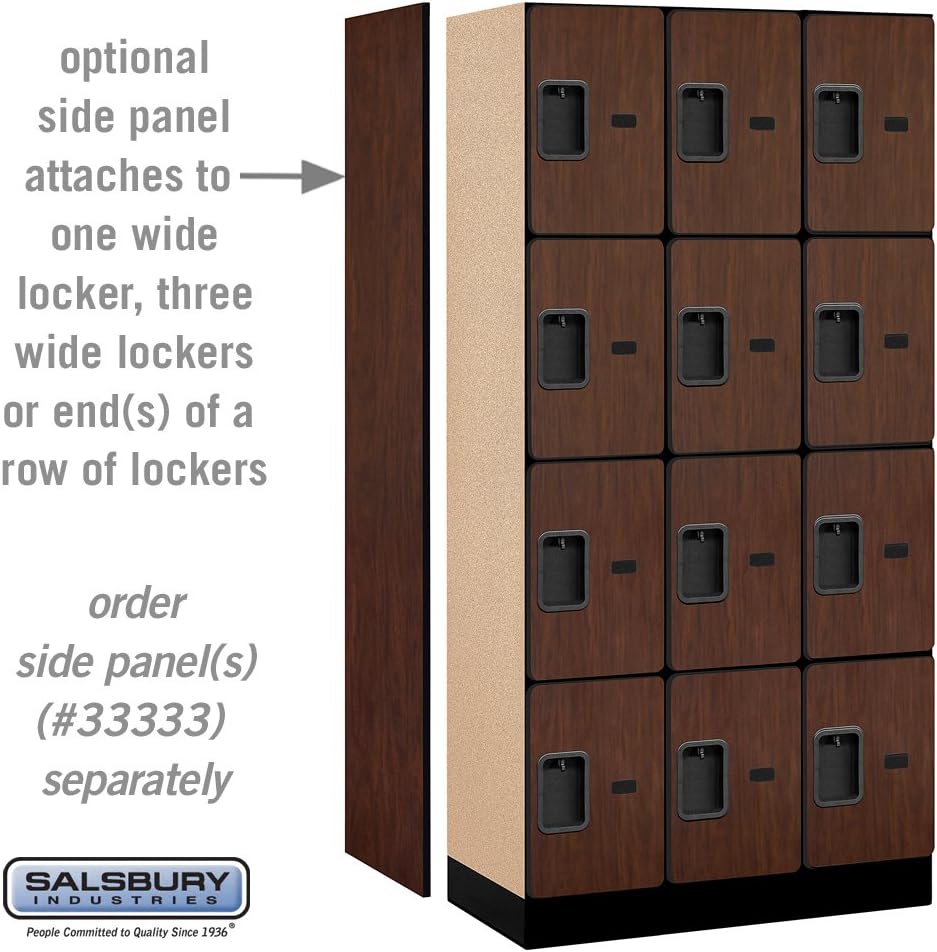 Salsbury Industries Four Tier Designer Wood Locker, Mahogany, 6' 3" x 18"