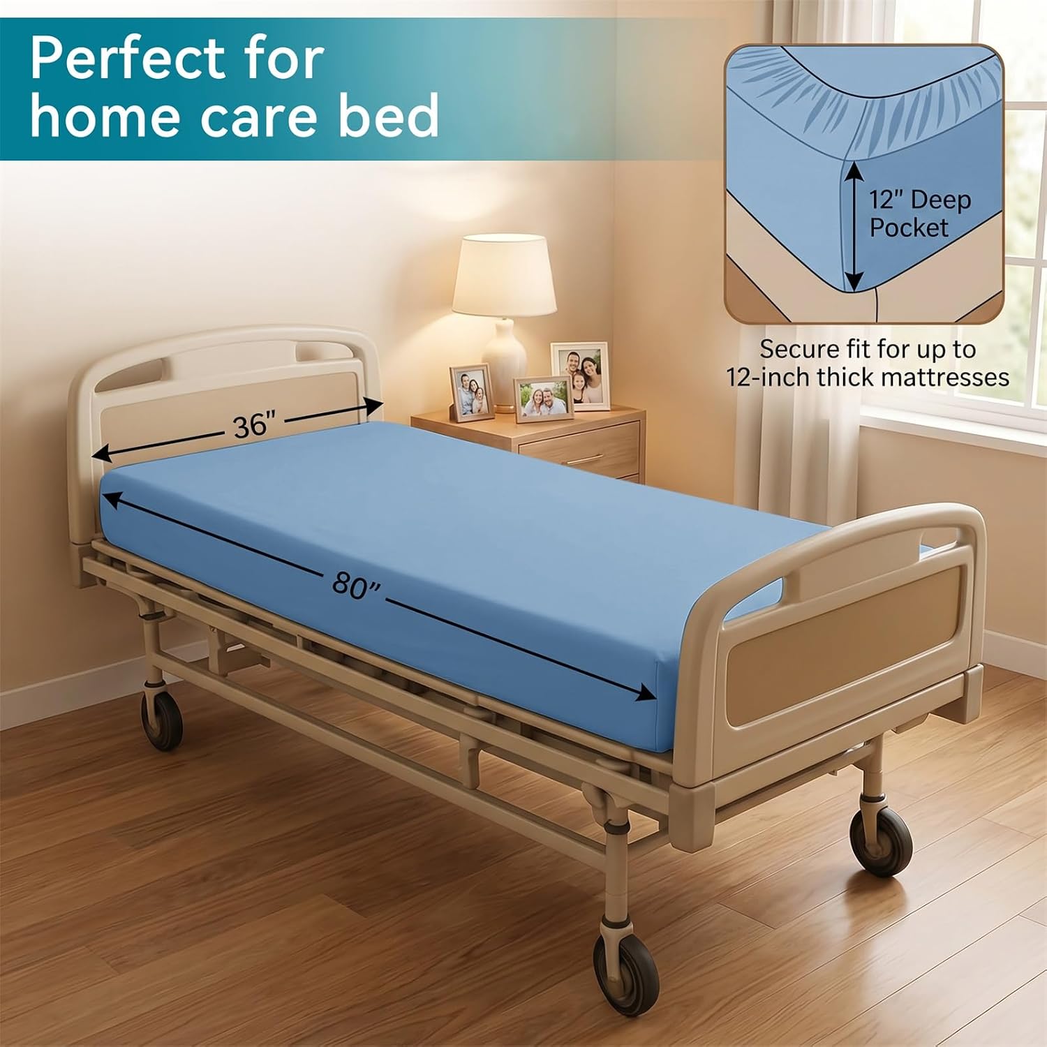 VACVELT 4 Pack Hospital Bed Fitted Sheet, 36x80 12-Inch Pocket, Pink | Premium Microfiber Fabric, 360-Degree Elastic, Skin-Friendly, Wrinkle Resistant, Machine Washable, For Home Hospital Beds