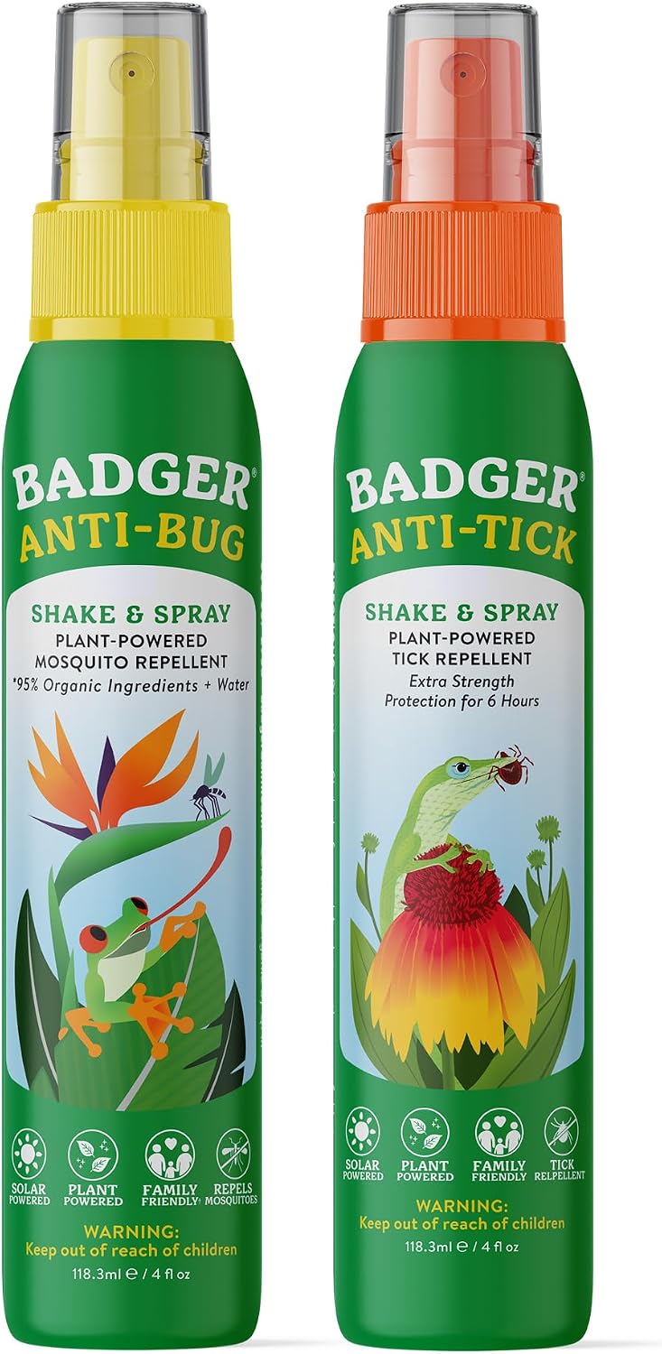 Badger Bug Spray, 3-Hour DEET-Free Mosquito Repellent, Family Friendly, Citronella & Organic Essential Oils, Natural & Vegan Insect Repellent Spray, 4 fl oz Aluminum Bottle