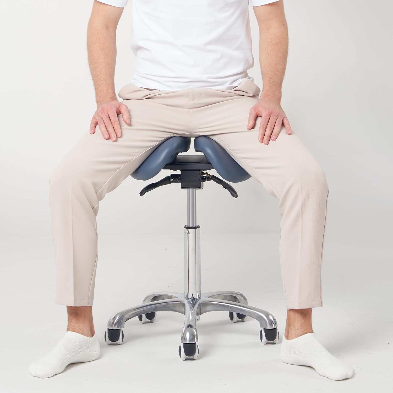 Master Massage Berkeley Ergonomic Split Style Saddle Stool in Royal Blue