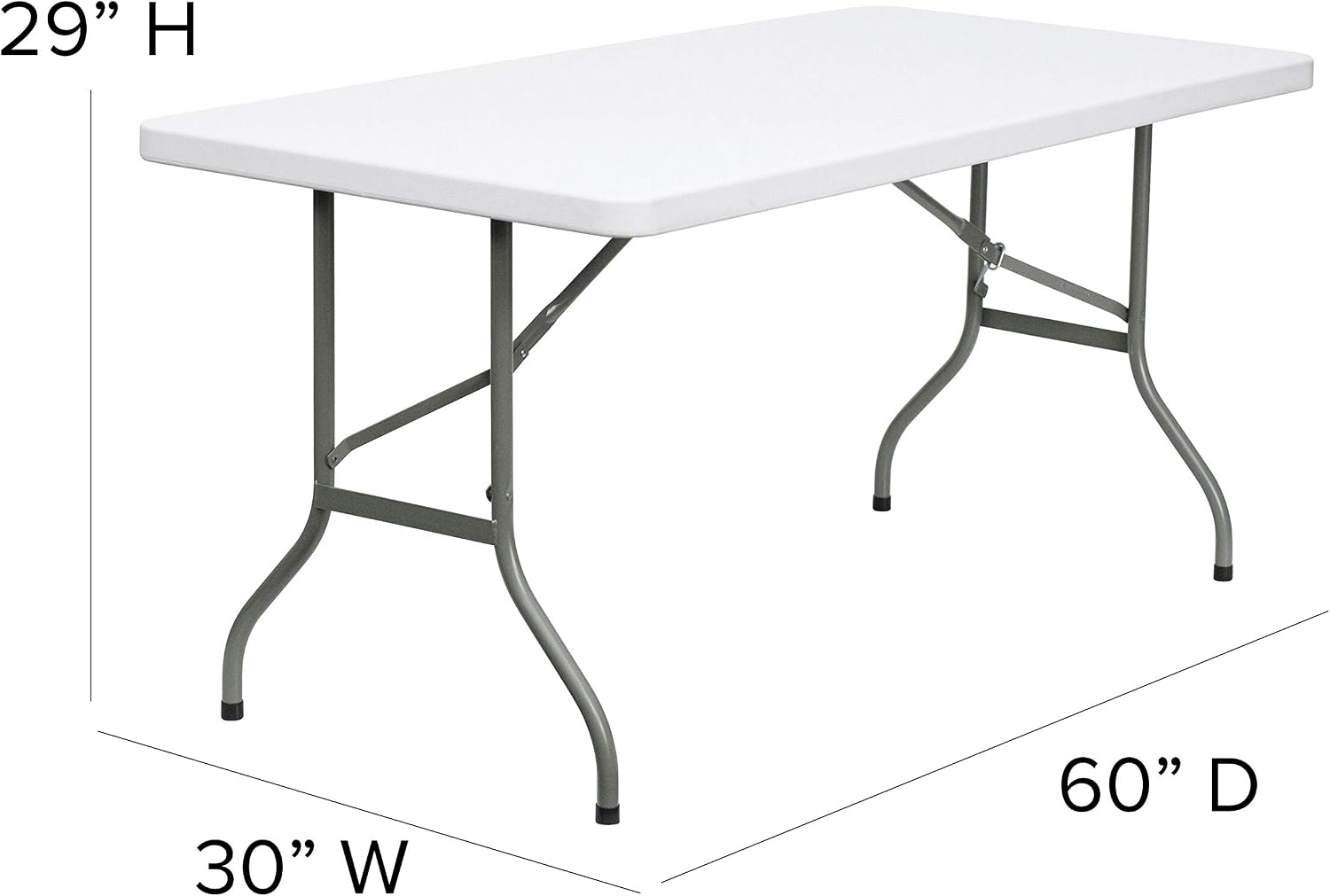 Flash Furniture 5-Foot Granite White Plastic Folding Table | Lightweight, Easy Storage, Commercial Grade