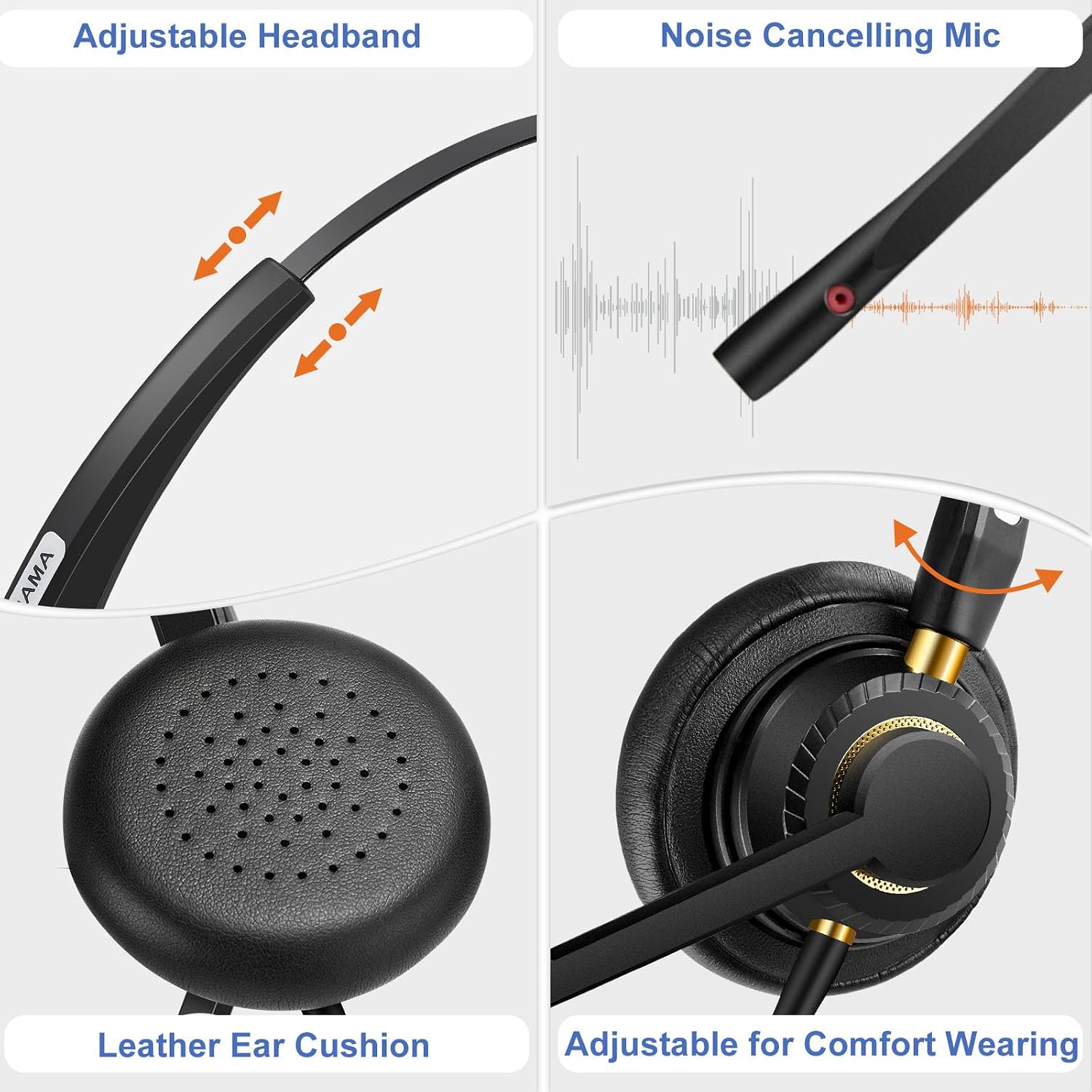 Arama RJ9 Telephone Headset for Cisco IP Phones, Mic Mute&Volume Control
