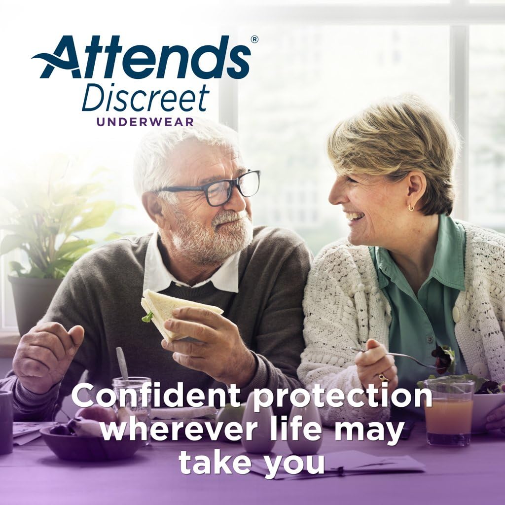 Attends Overnight Underwear for Adult Incontinence Care with ConfidenceCuff™ Protection, Overnight Absorbency, Unisex, X-Large, 12 Count (x4) | Unisex