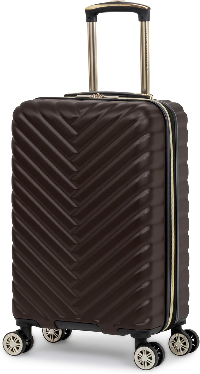 Kenneth Cole REACTION Madison Square Lightweight Hardside Chevron Expandable Spinner Luggage, Black, (28-Inch Checked)