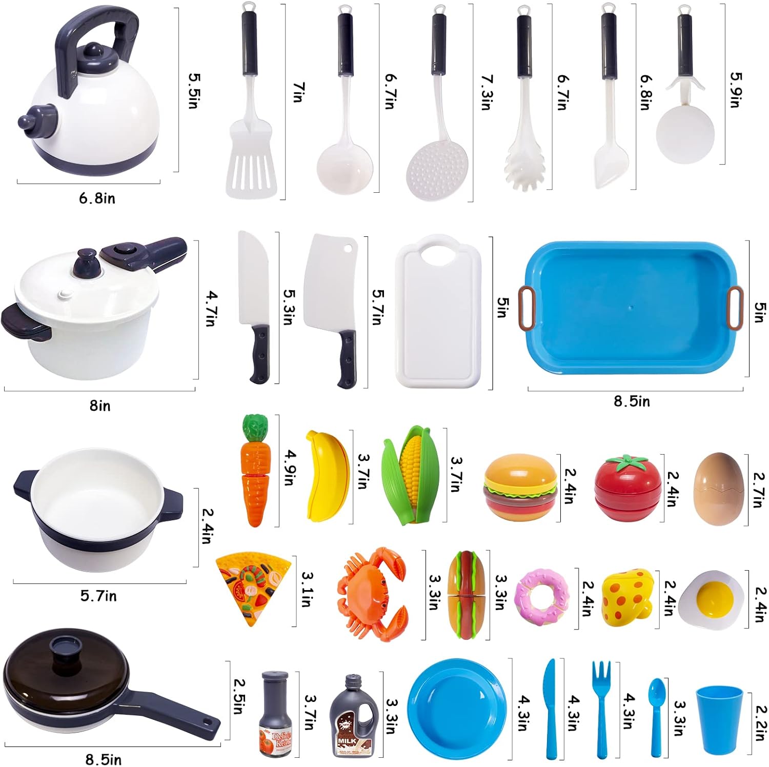 Kids Kitchen Toy Cookware Play Food Play Dishes with Pots Pans Accessories