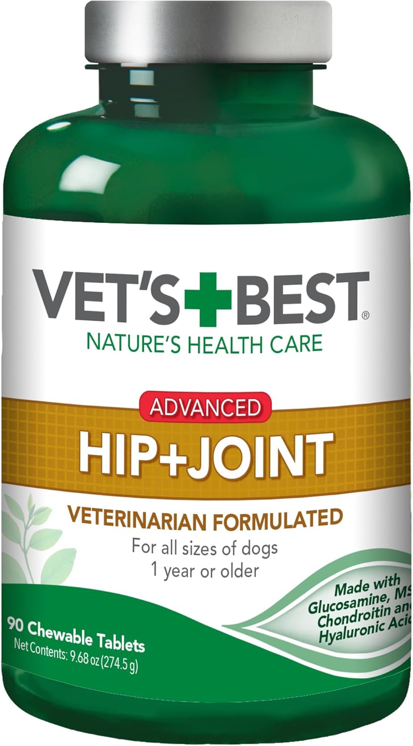 Vet's Best Advanced Hip & Joint Supplement for Dogs, Glucosamine, 50 Count | Glucosamine & Chondroitin Formula, Supports Joint Mobility