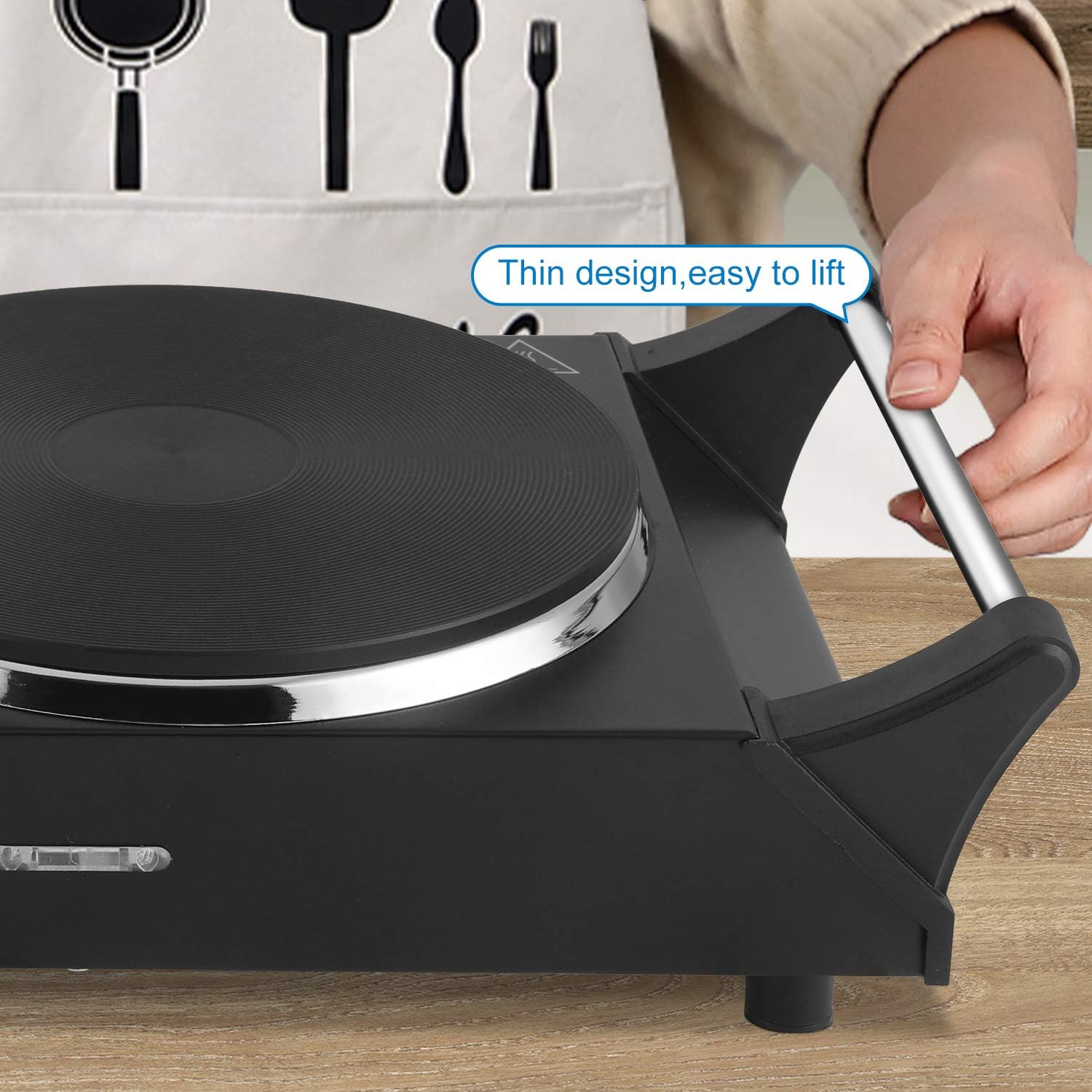 Hot Plate, Techwood Electric Stove for Cooking, 1500W Countertop Single Burner with Adjustable Temperature and Handles