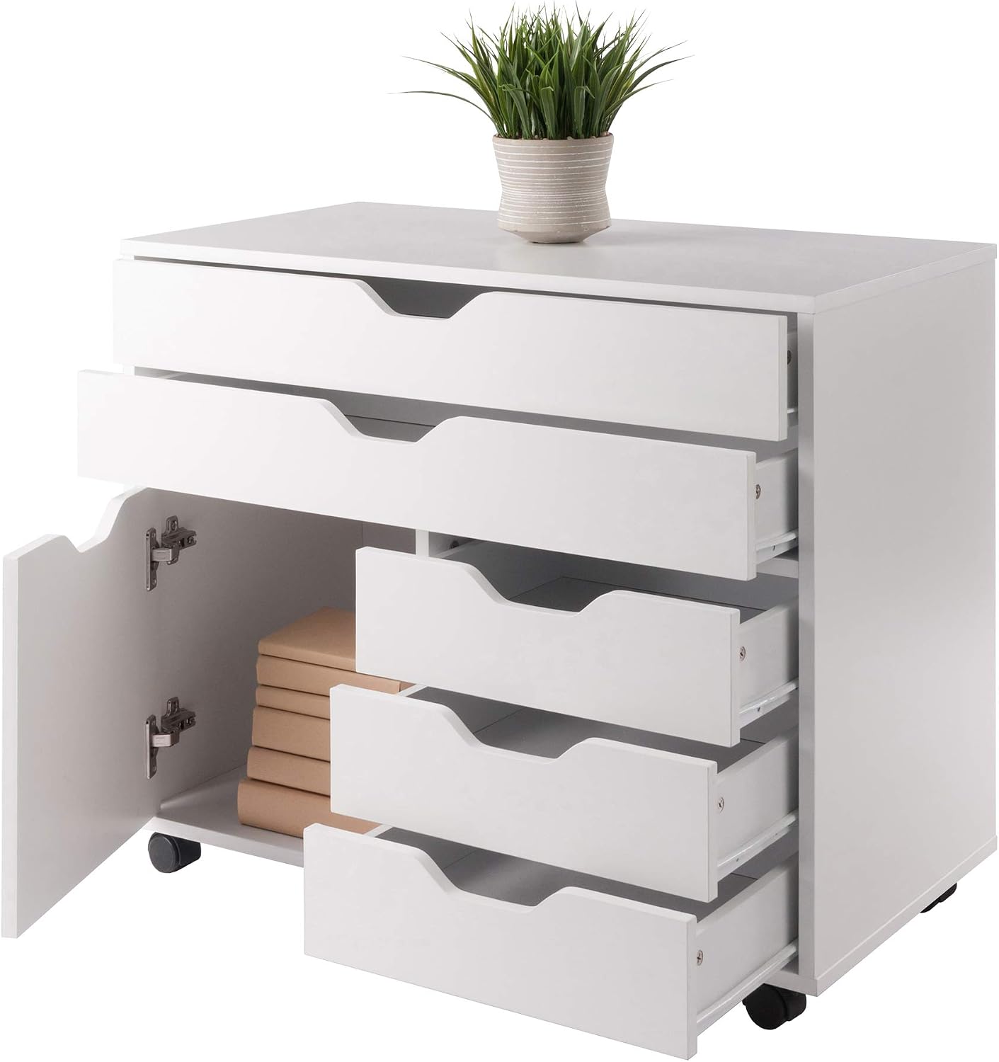 Winsome Halifax Mobile Storage Cabinet with Doors & Drawers, Stylish & Functional Home Storage Cabinet for Filing, Kitchen Organization, Moveable Furniture for Office, Dorms, Apartments