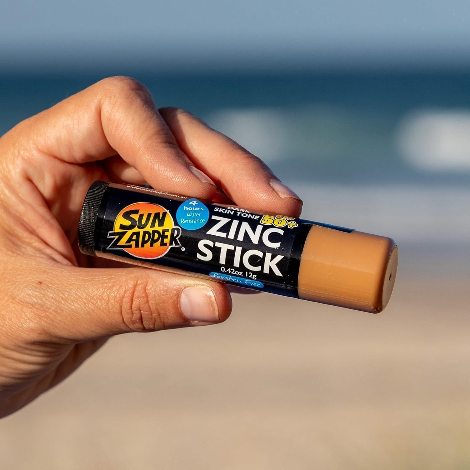 Sun Zapper Zinc Oxide Sunscreen Stick SPF 50+ Light Skin Tone – Mineral Sunscreen for Face and Body, Water Resistant Sunblock for Sensitive Skin,Travel Size 12g (0.42 oz), Australian Made