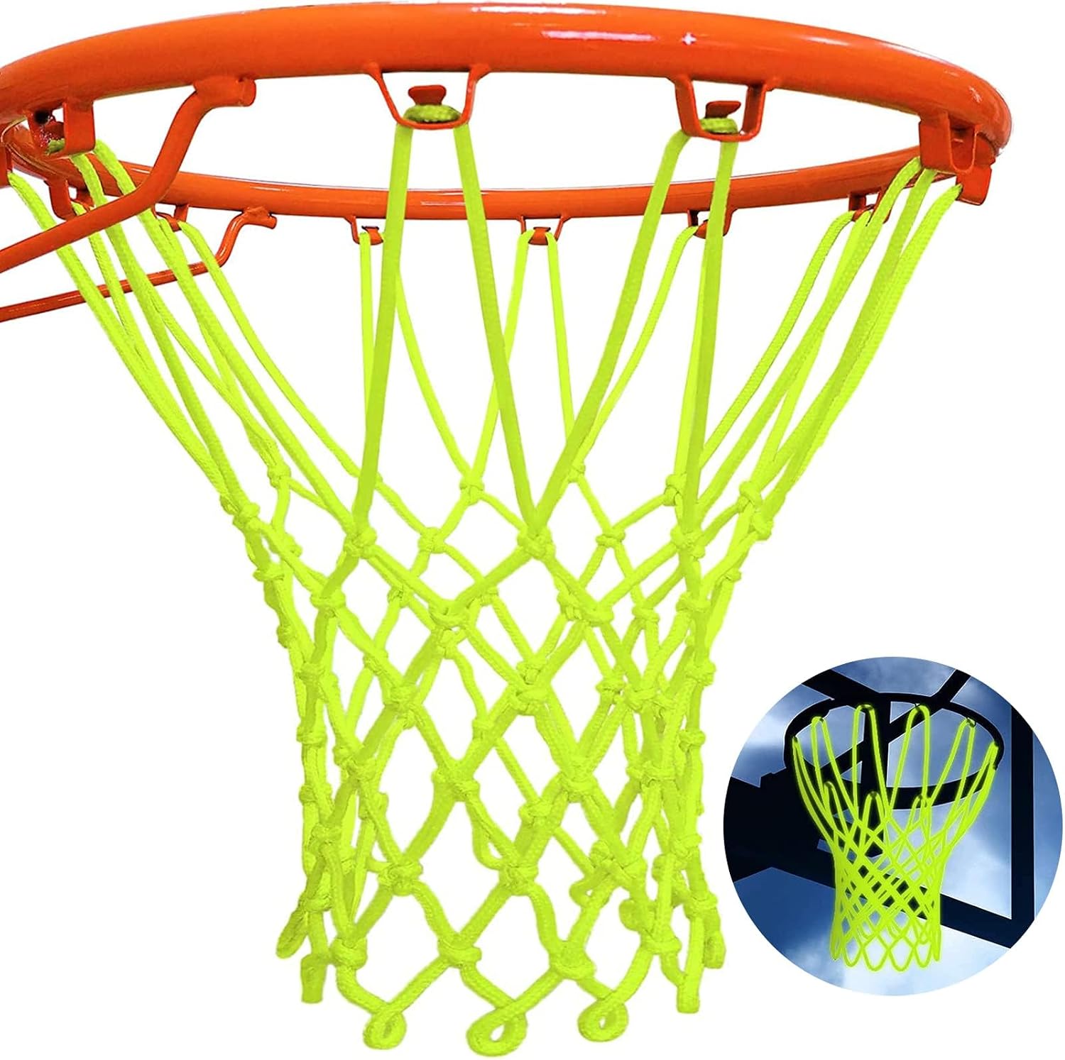 LAO XUE Nightlight Basketball Net Replacement,Luminous Outdoor Nylon Net