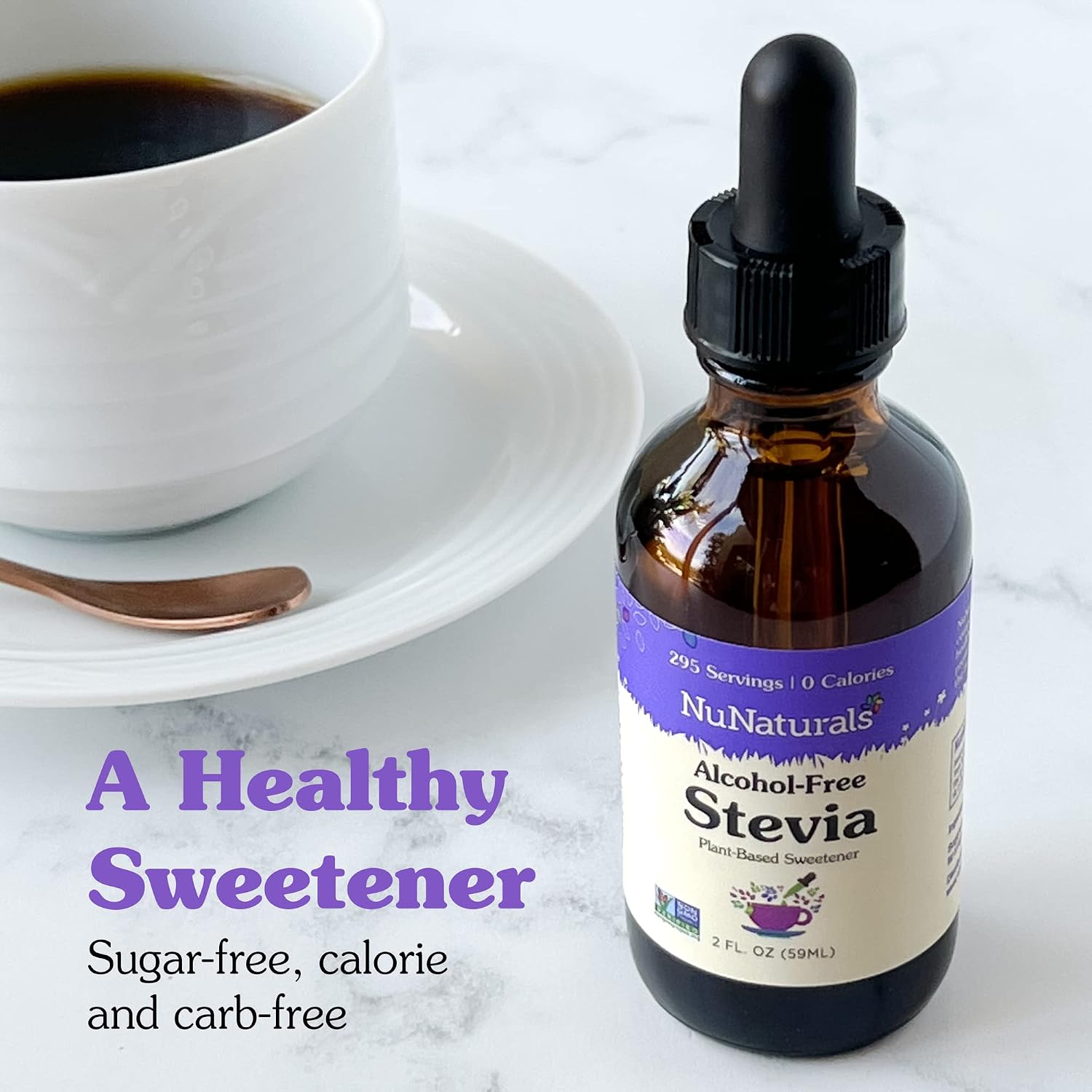 NuNaturals Liquid Stevia Sweetener, Unflavored Alcohol-Free, 2oz
