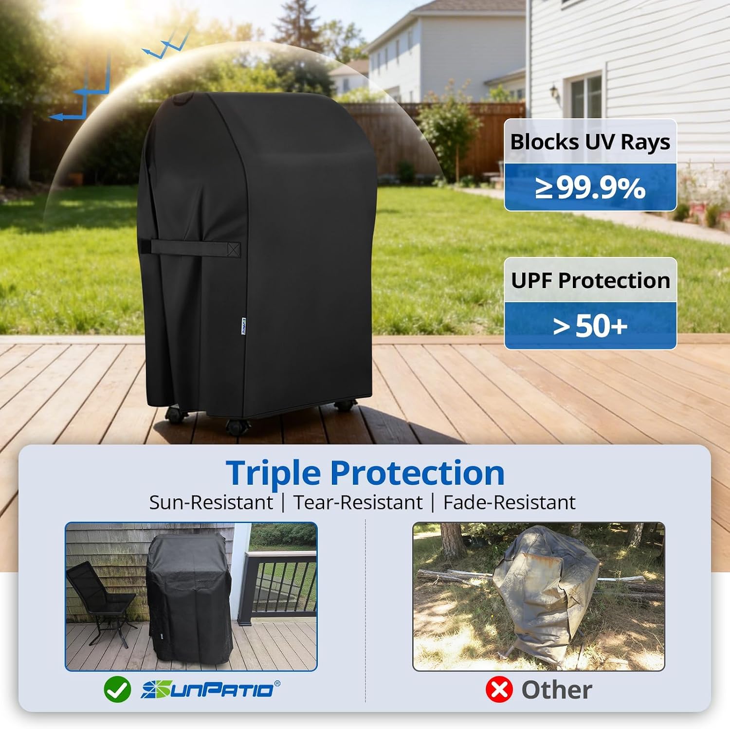 2 Burner Gas Grill Cover 32 inch, Heavy Duty Waterproof Small BBQ Grilling Cover, Compatible for Weber Char-Broil Nexgrill and More Grills with Collapsed Side Tables, All Weather Protection
