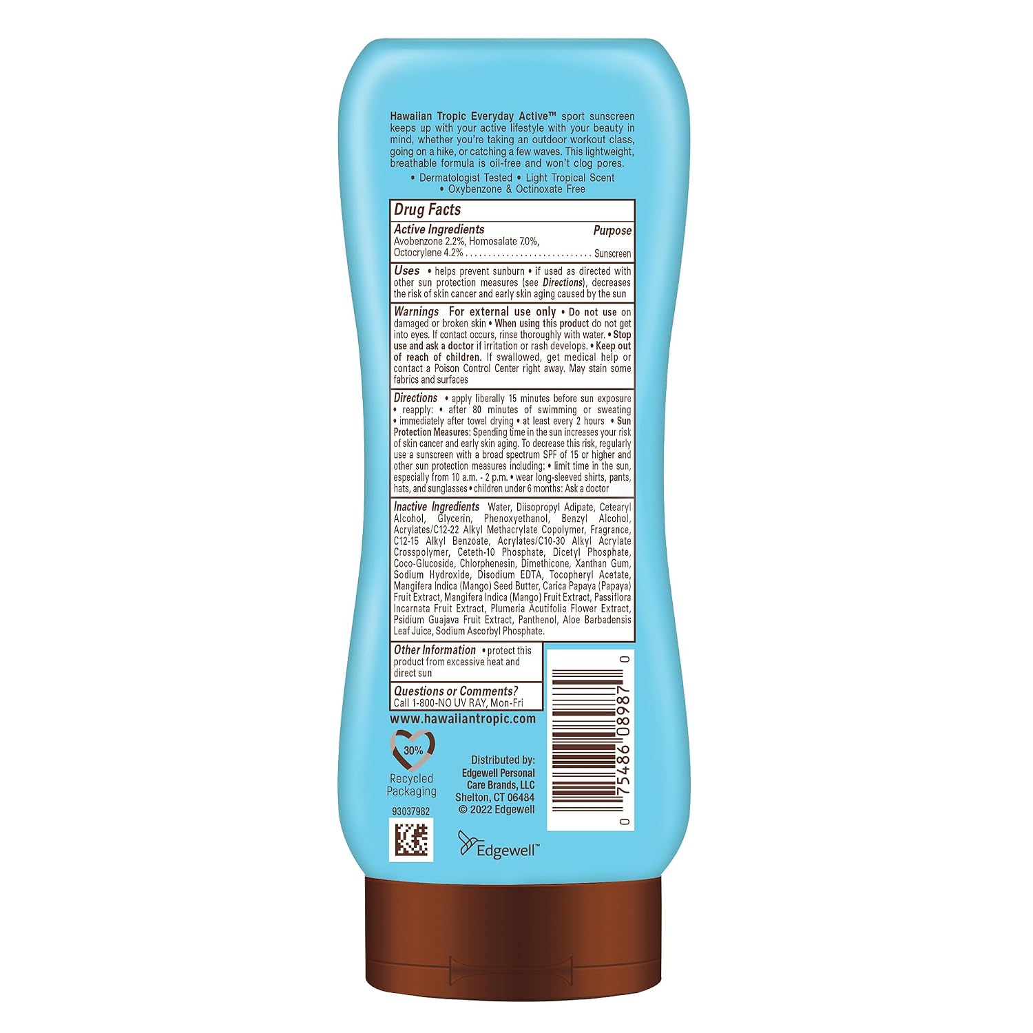 Hawaiian Tropic Everyday Active SPF 50 Sunscreen Lotion, 8 Fl Oz