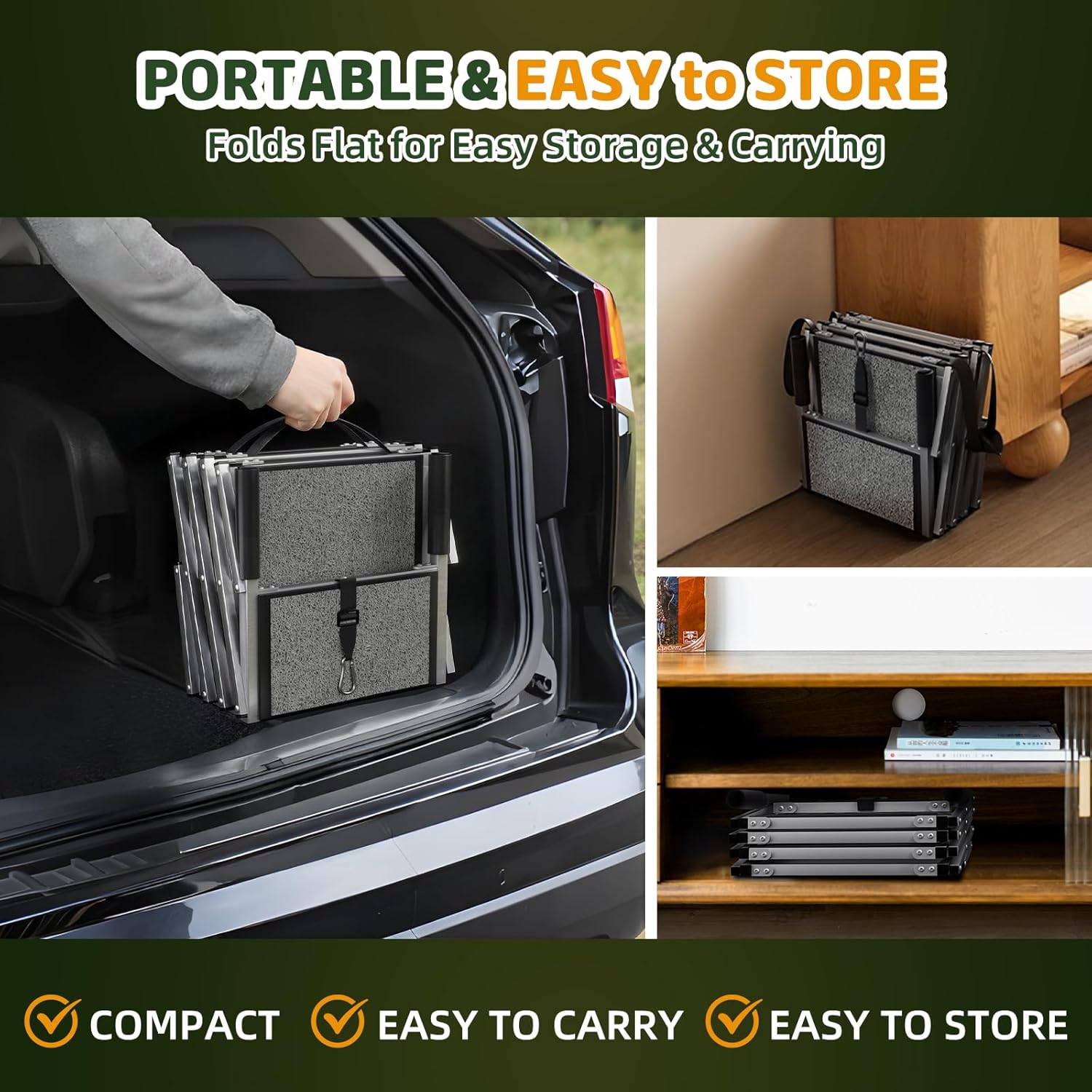 Dog Stairs for Large Dogs, 𝟐𝟎'' 𝐄𝐱𝐭𝐫𝐚 𝐖𝐢𝐝𝐞 Foldable Dog Ramp for Car, SUV & Truck, Non-Slip DogSteps for High Beds