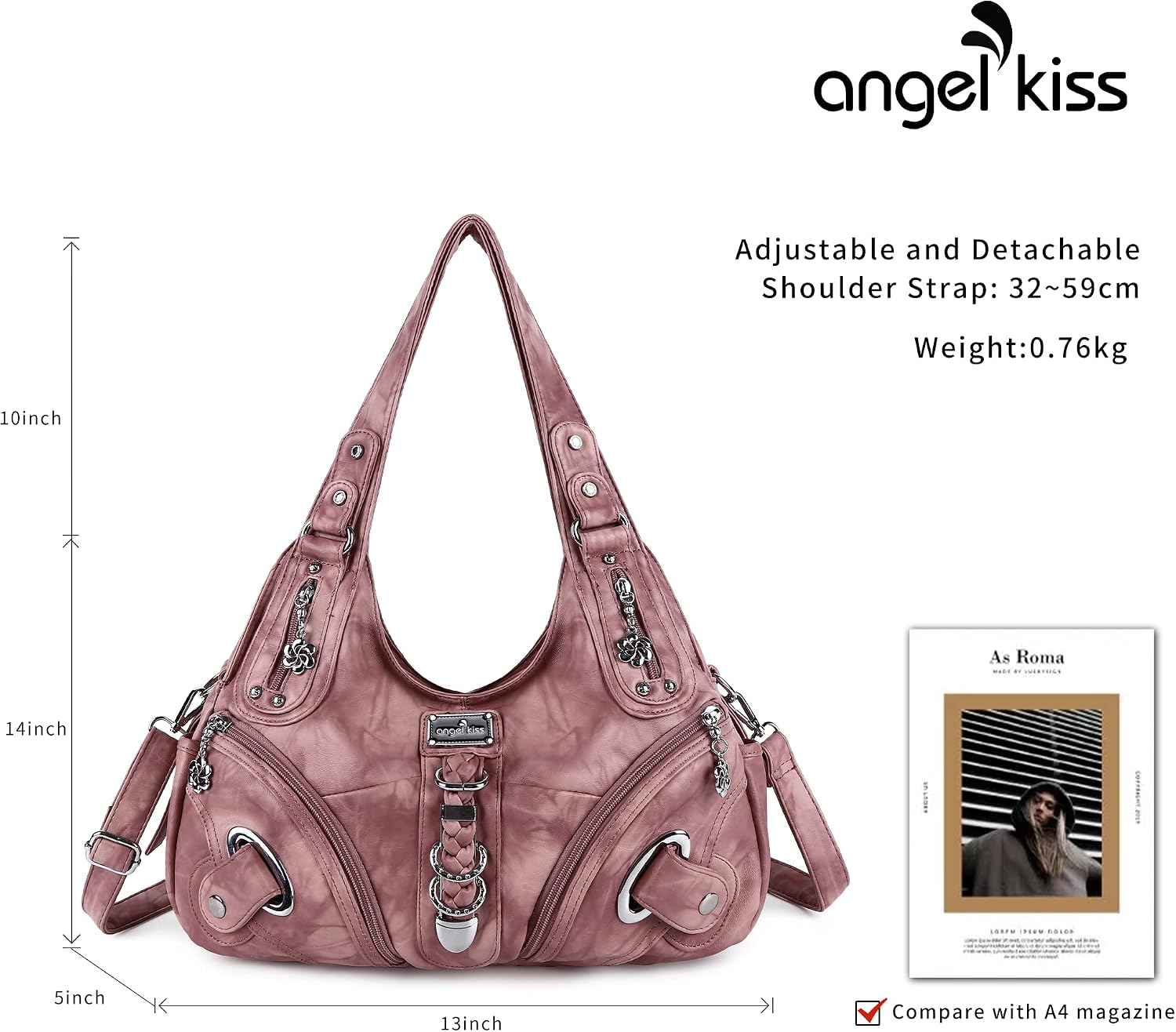 Angelkiss Hobo Purses and handbags for Women Satchel Handbag Women Purses Large Daily Shoulder Bags