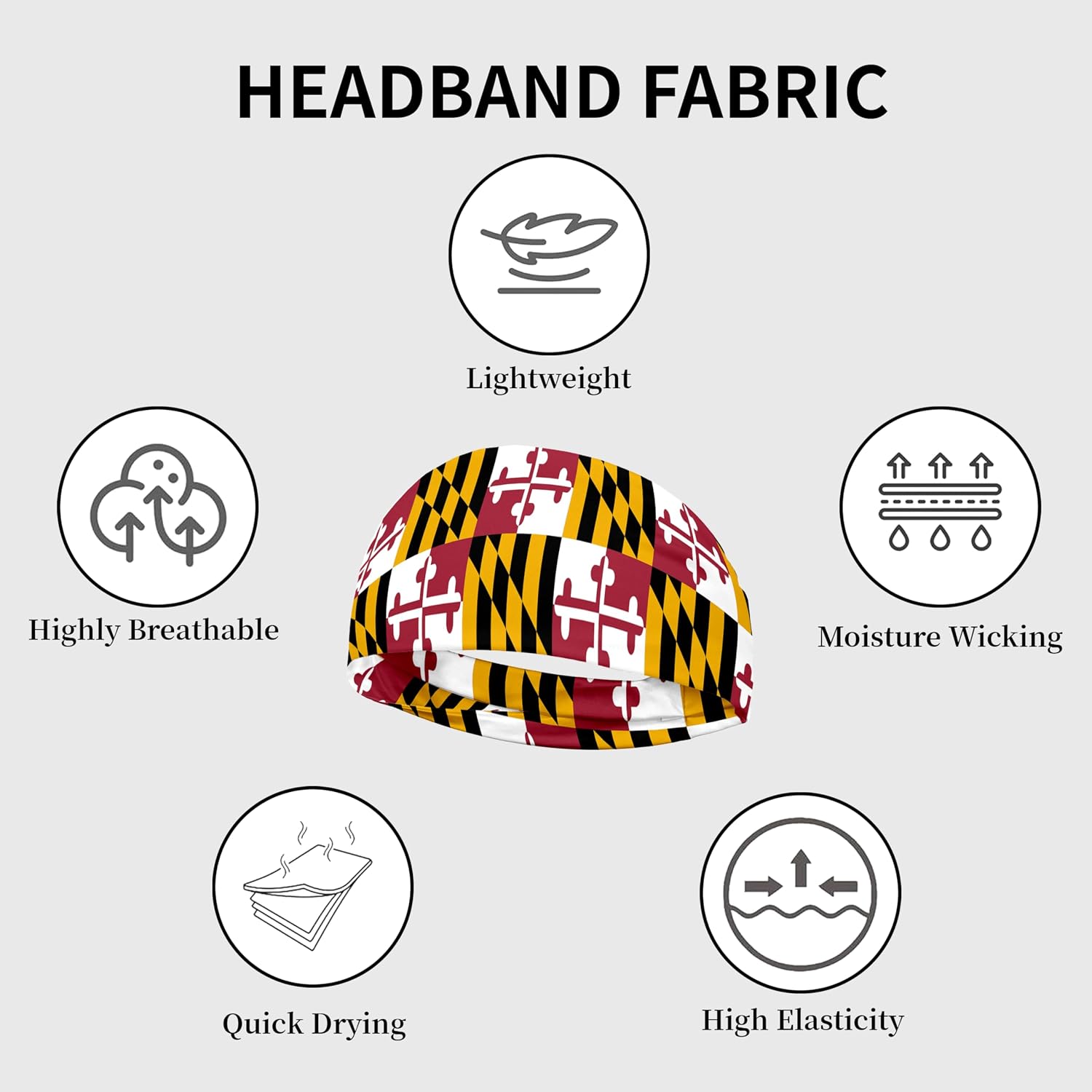 Sports Headband for Women Men,Flag Pattern Workout Head Band,Sweat Bands,Women Running Cycling Yoga Fitness,WorkoutSports Gift