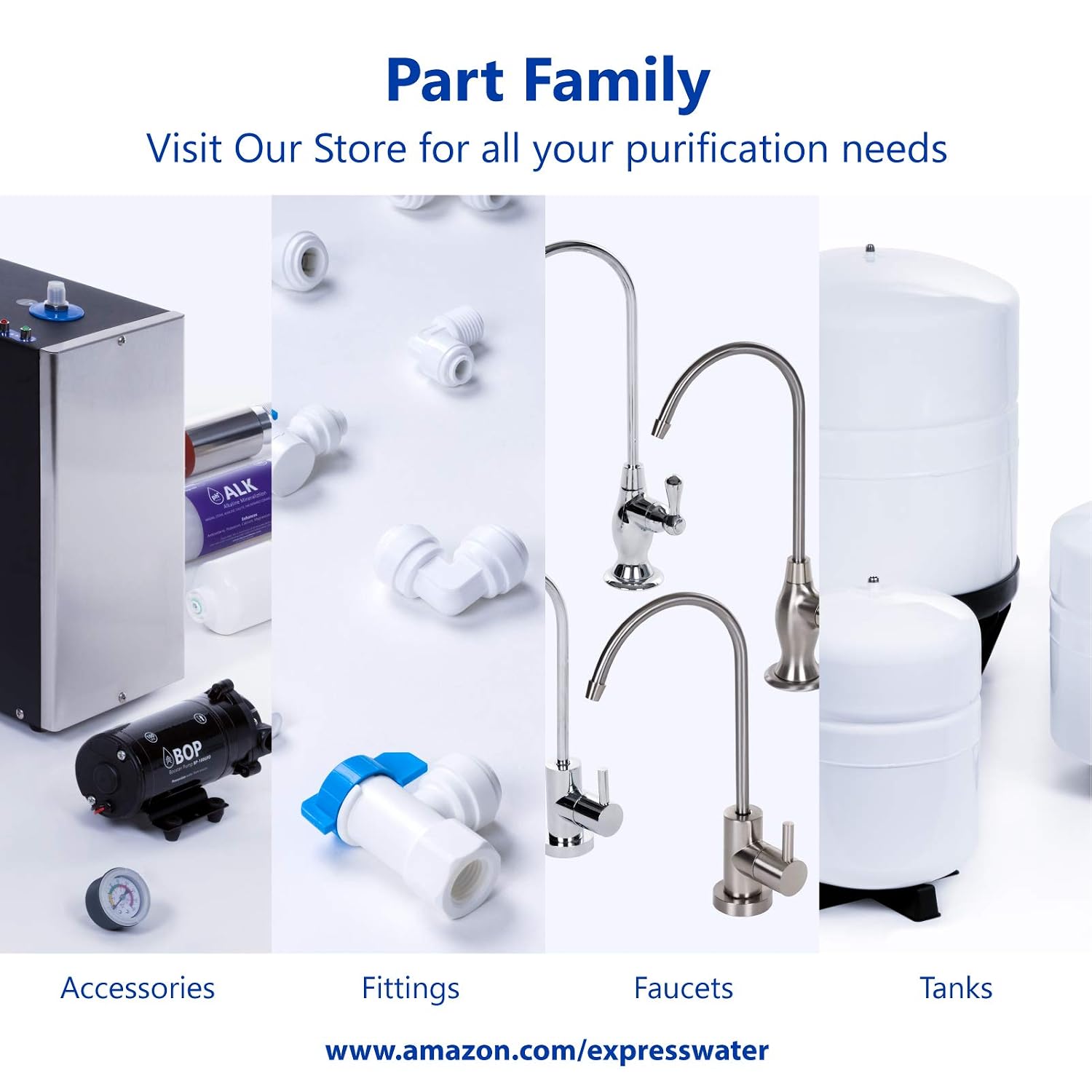 Express Water ROALK5D, 10-Stage Under Sink RO System, Alkaline, 50 GPD | NSF Certified 372, Deluxe Chrome Facuet, Reduces 99% of Impurities, BPA Free, Leak Detection