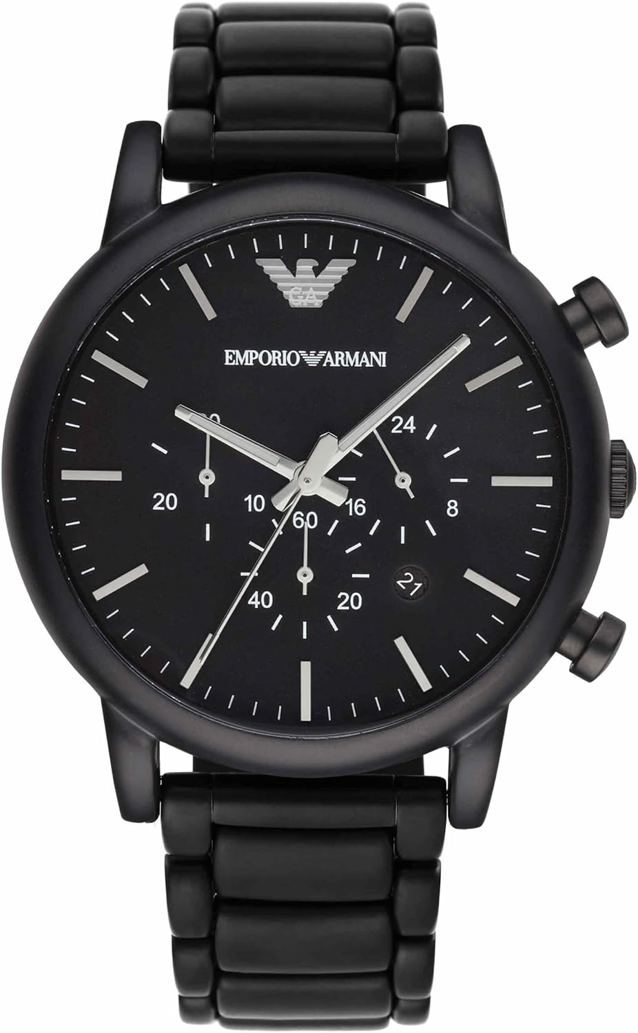 Emporio Armani Watch for Men, Chronograph Movement and 46 mm Case Size with Stainless Steel, Leather or Silicone Strap