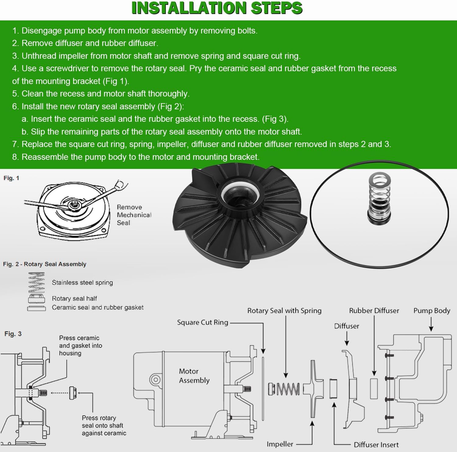 023705 2HP Water Systems Repair Kit | Lawn Sprinkler Repair Kit Fit for Star HSP20P1, for Do It Best HSPJ20P1, for Utilitech UTP20P1