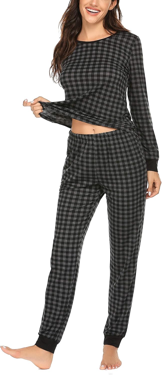 Ekouaer Womens Pajamas Sets Long Sleeve Tops with Jogger Pants