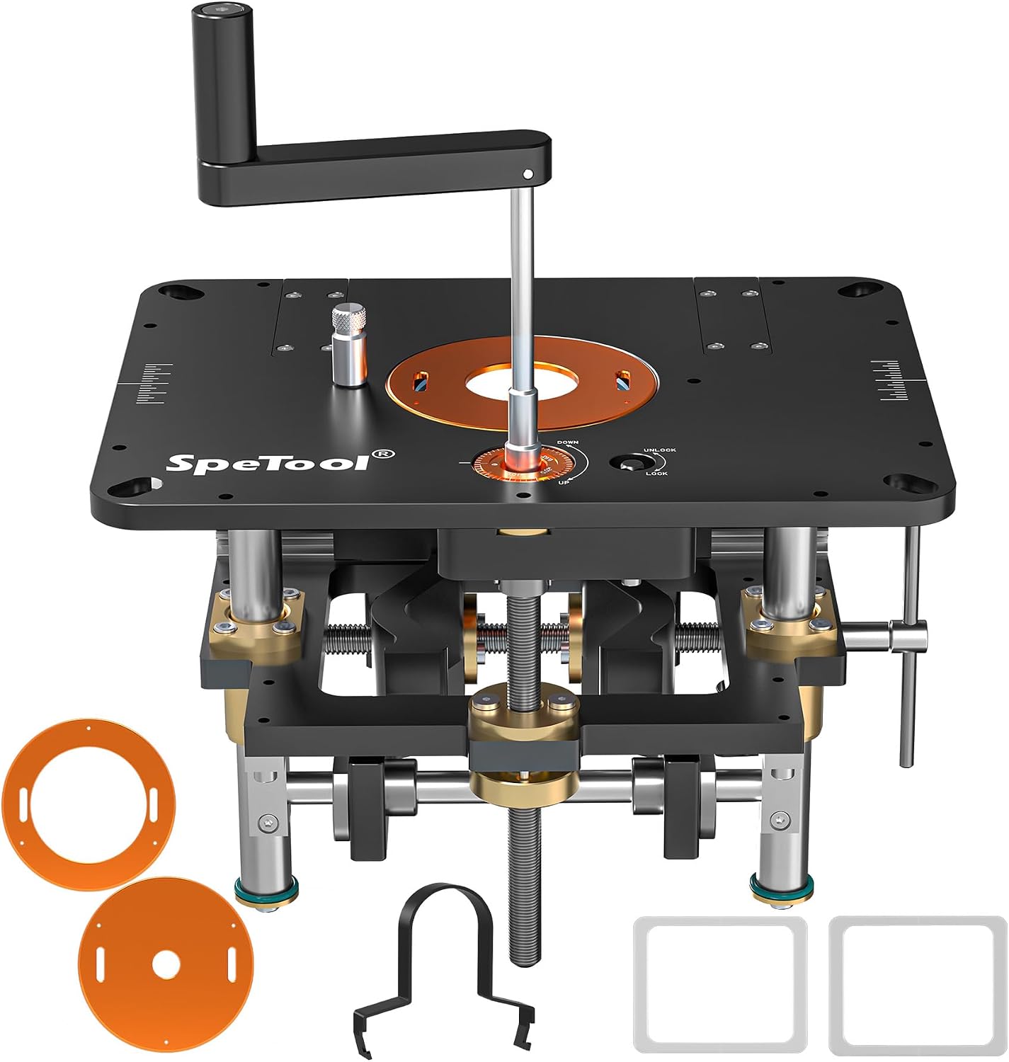 SpeTool Router Lift System – Heavy-Duty Aluminum Router Lift Kit for Woodworking
