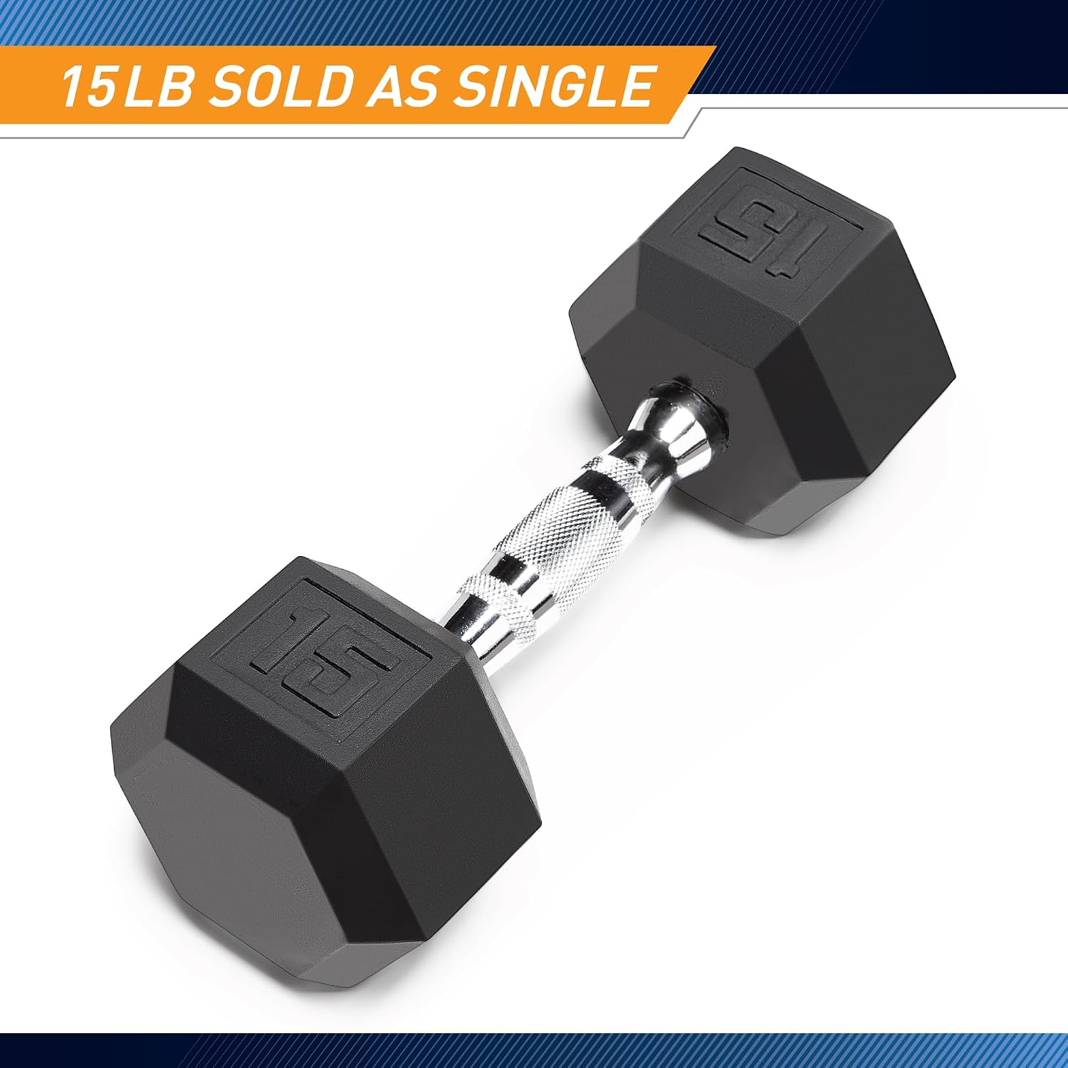 Marcy Classic Rubber Hex Dumbbell with Knurled Grip for Strength Training and Bodybuilding, 5lb - 50lb Single Dumbbell for Exercise & Fitness, Sold Individually