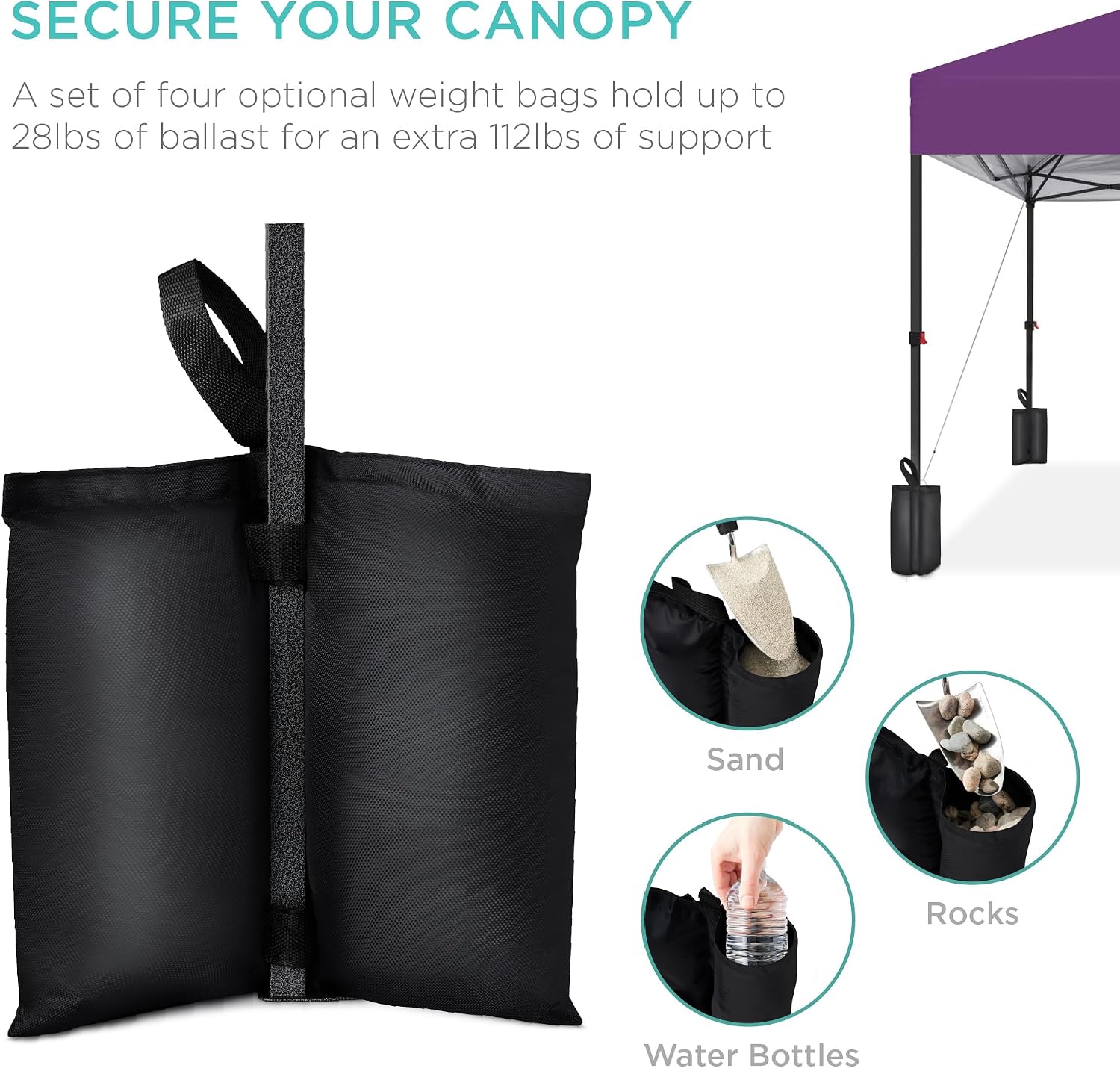 Best Choice Products 10x10ft Pop Up Canopy Tent, Outdoor Shade, 1 Person 1 Minute Set Up, Carry Case, 4 Weight Bags - White
