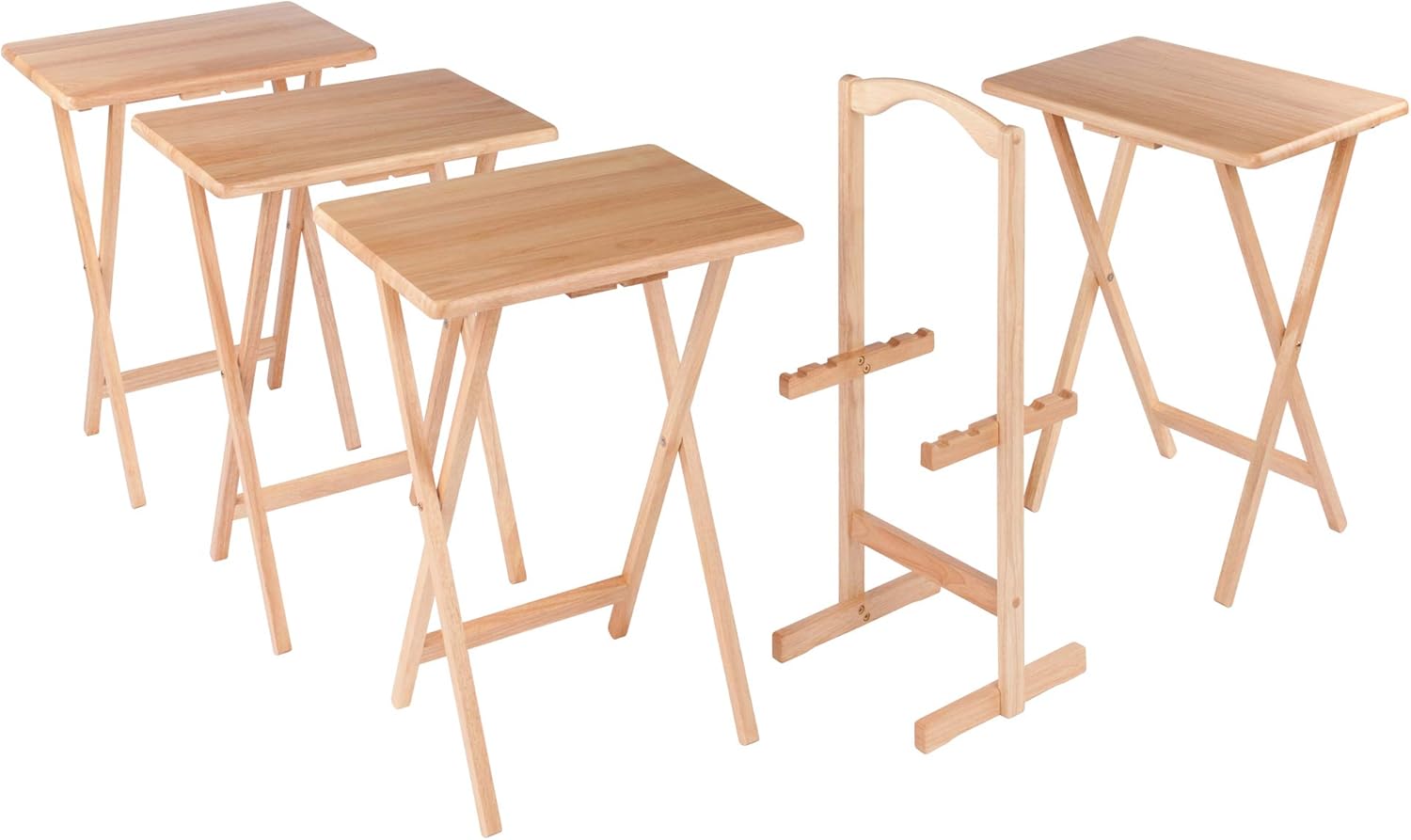 Winsome Alex Set of 2 Foldable Snack Tables, Natural, 26"