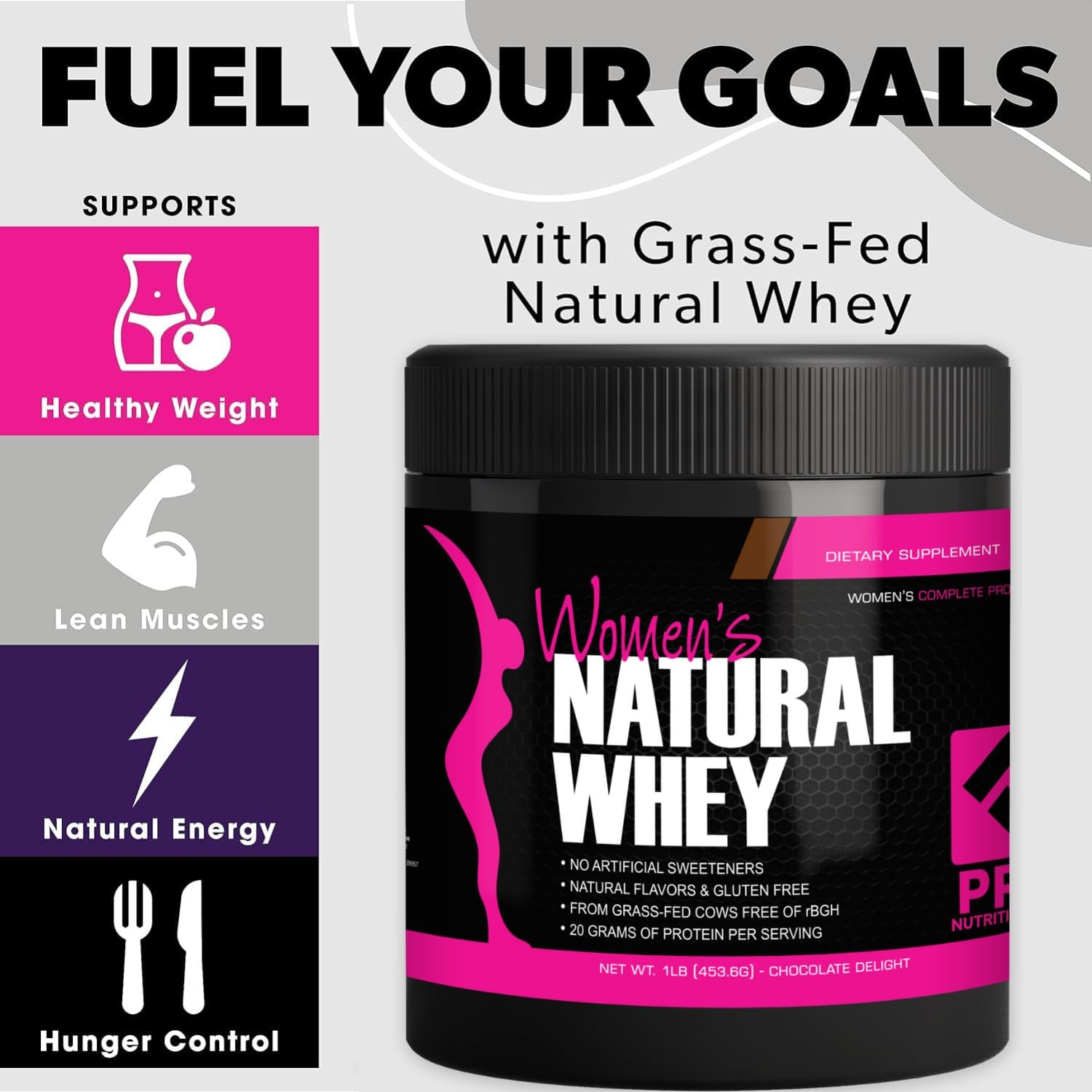 Whey Protein Powder for Women - Supports Lean Muscle Mass - Low Carb - Gluten Free - Grass Fed and Rbgh Hormone Free Whey Protein Chocolate Powder