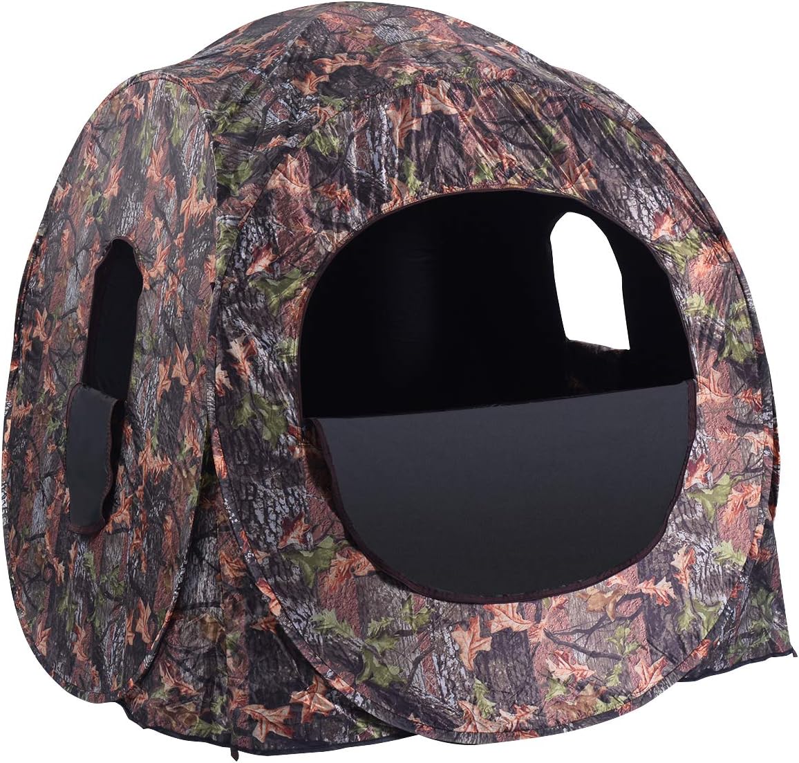 GYMAX Hunting Blind, 3 Persons Pop Up Ground Blind with Hub System, Carry Bag for Deer & Turkey