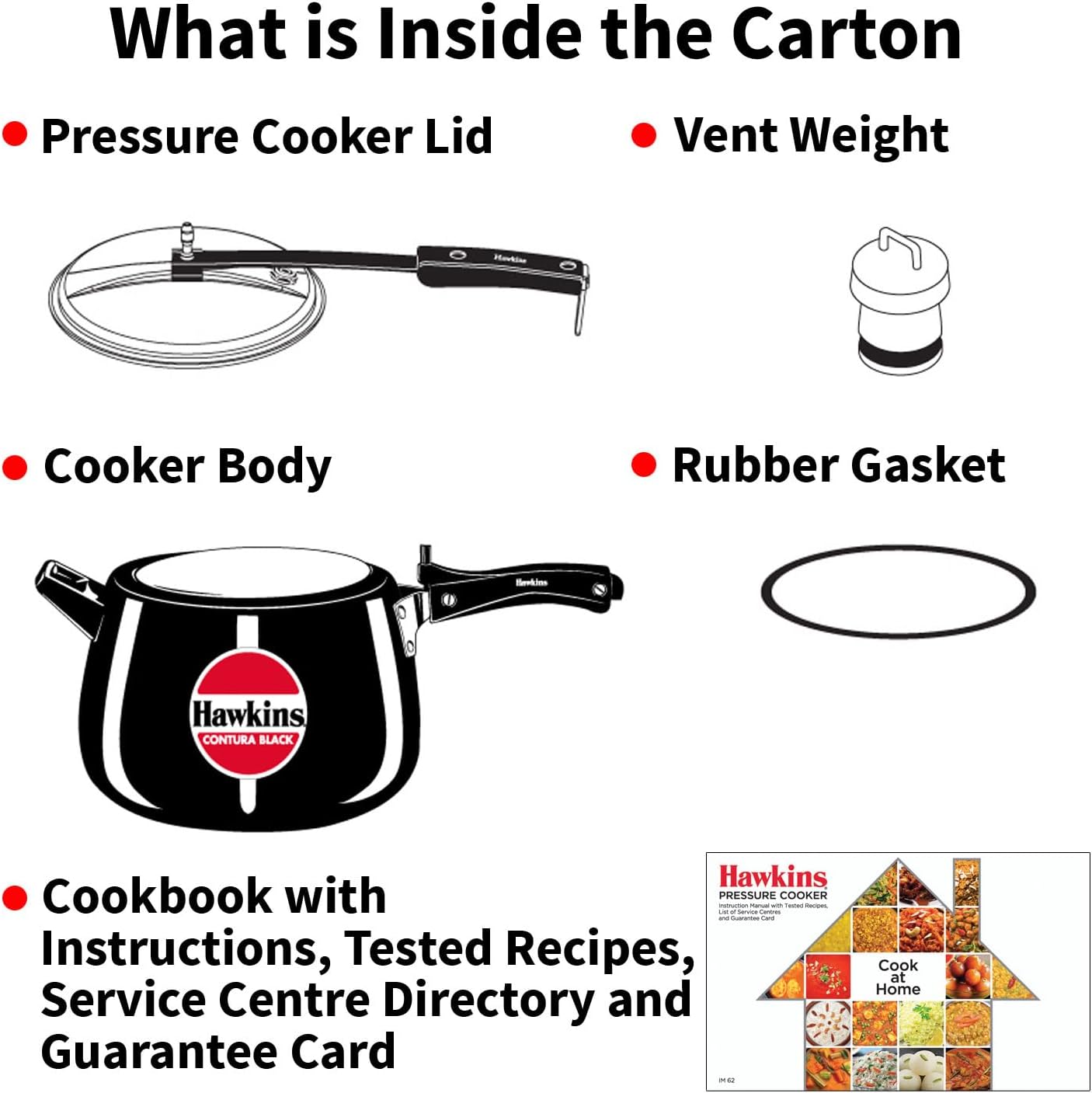 Hawkins 3.5 Litre Contura Black Pressure Cooker, Hard Anodised Inner Lid Cooker, Handi Cooker, Black (CB35)